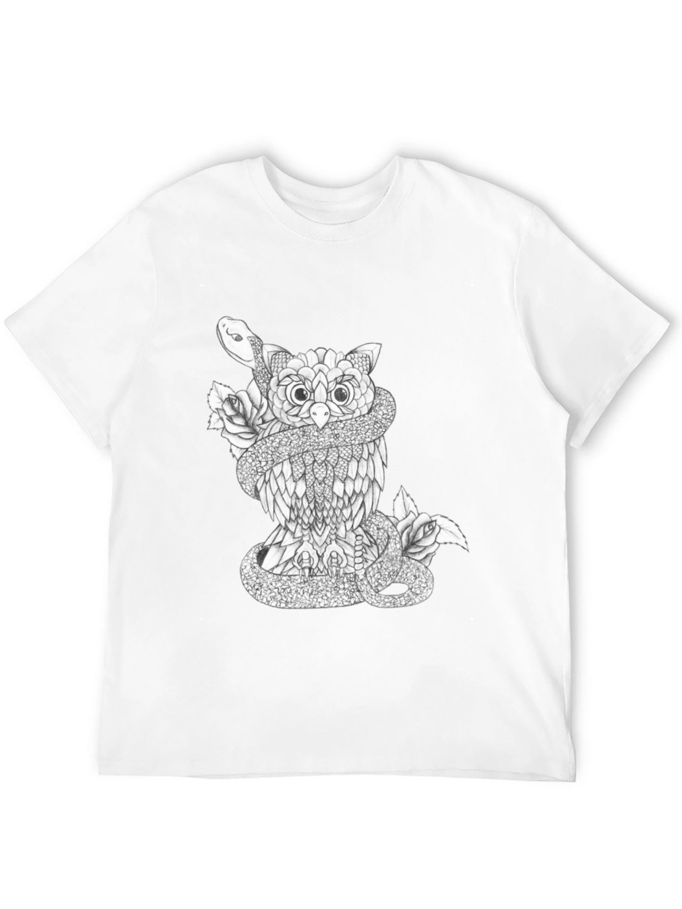 Black Owl & Snake Graphic Print Tee view 12