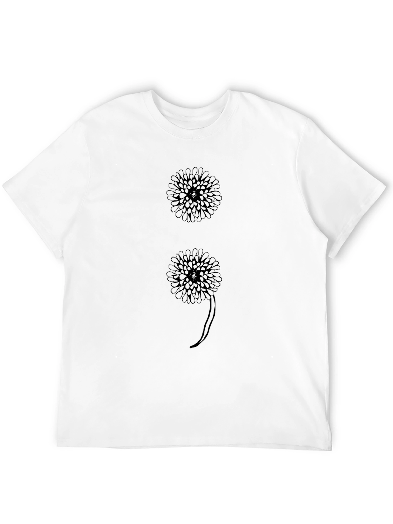 Black Floral Semicolon Graphic Tee - Black Cotton T-Shirt view 12