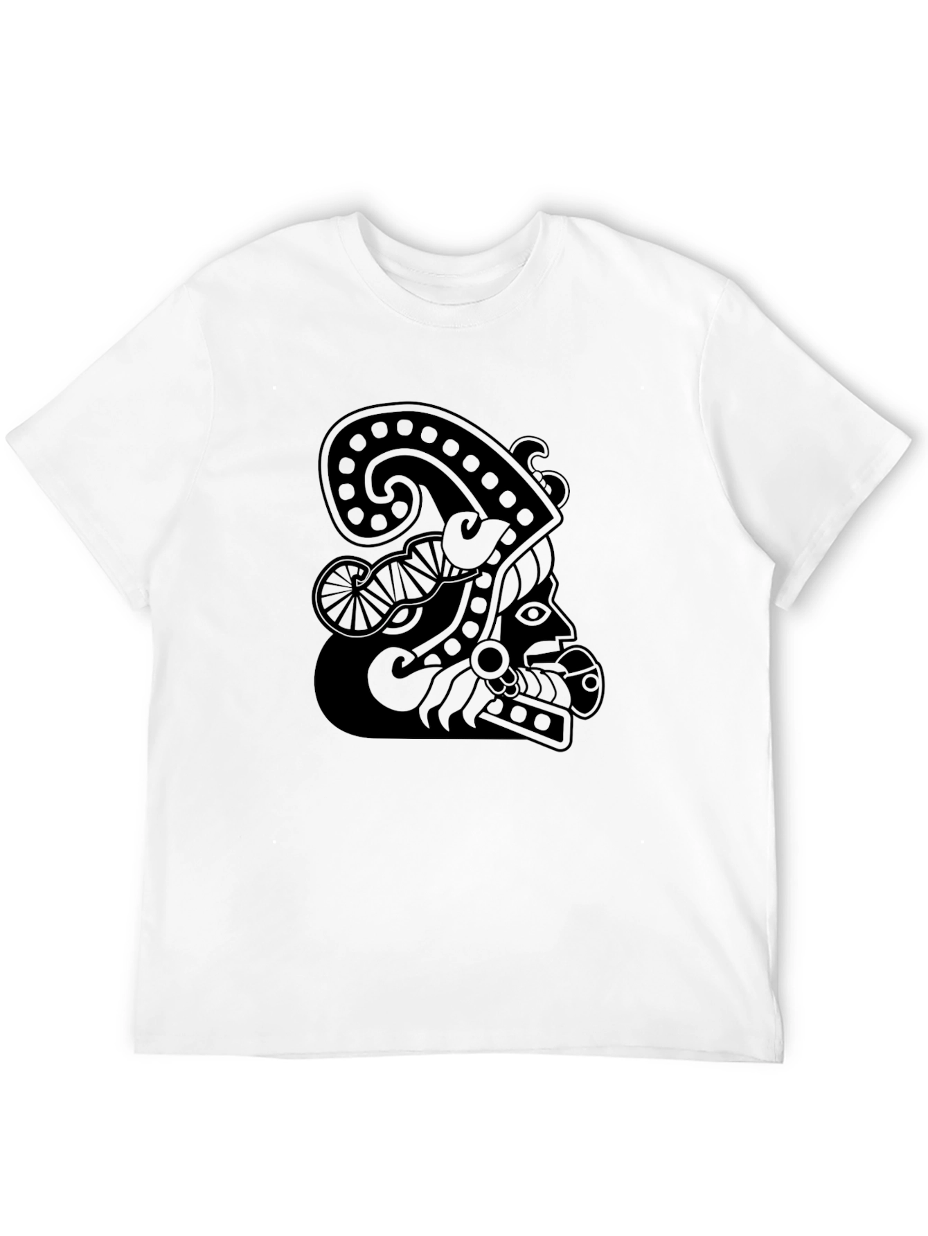 Black Men's Black T-Shirt with Mayan Design view 12