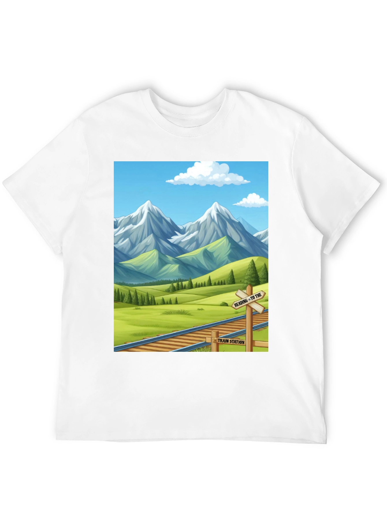 Black Scenic Mountain Train T-Shirt view 12