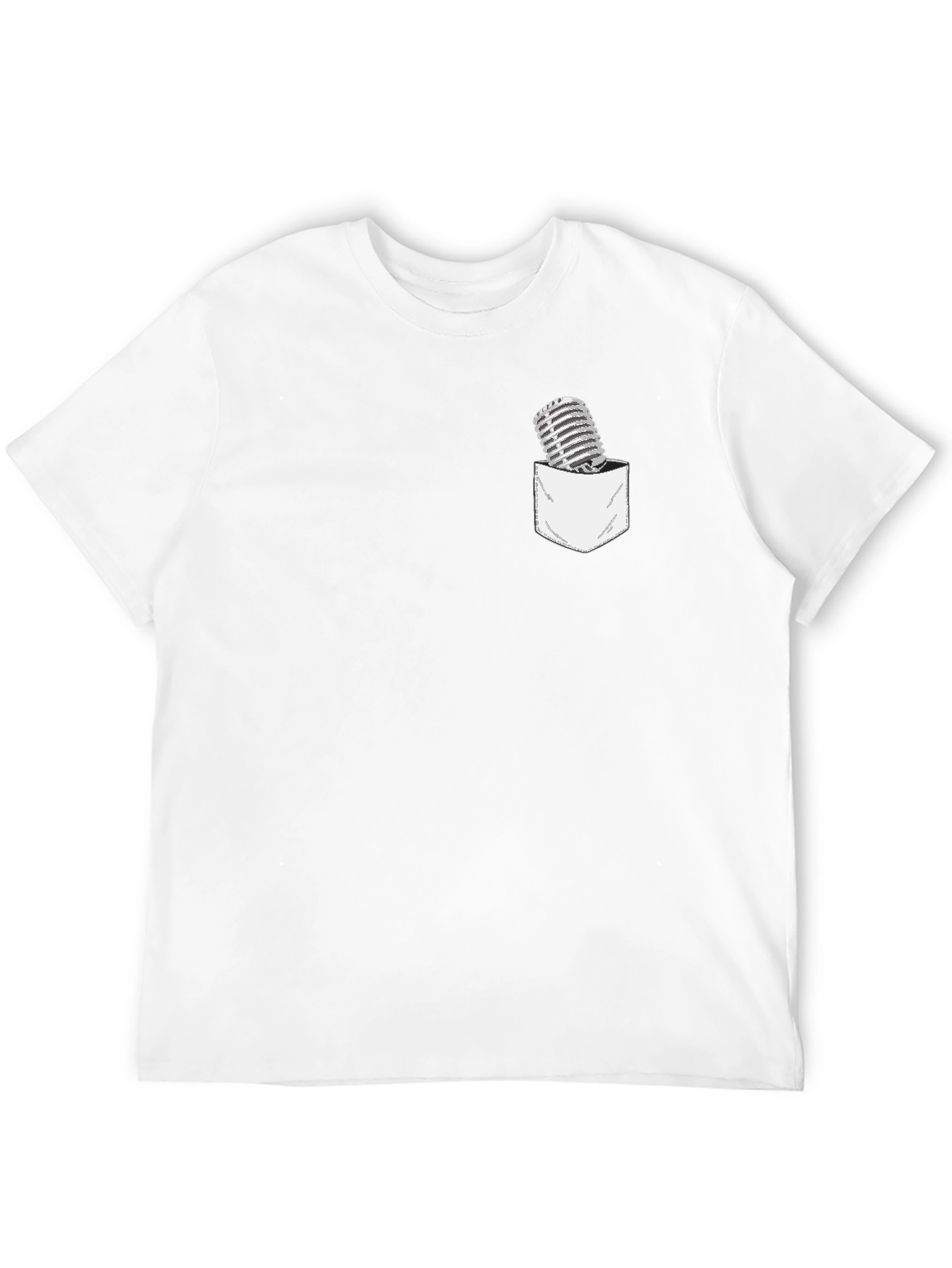 Black Retro Microphone Pocket Graphic T-Shirt view 12