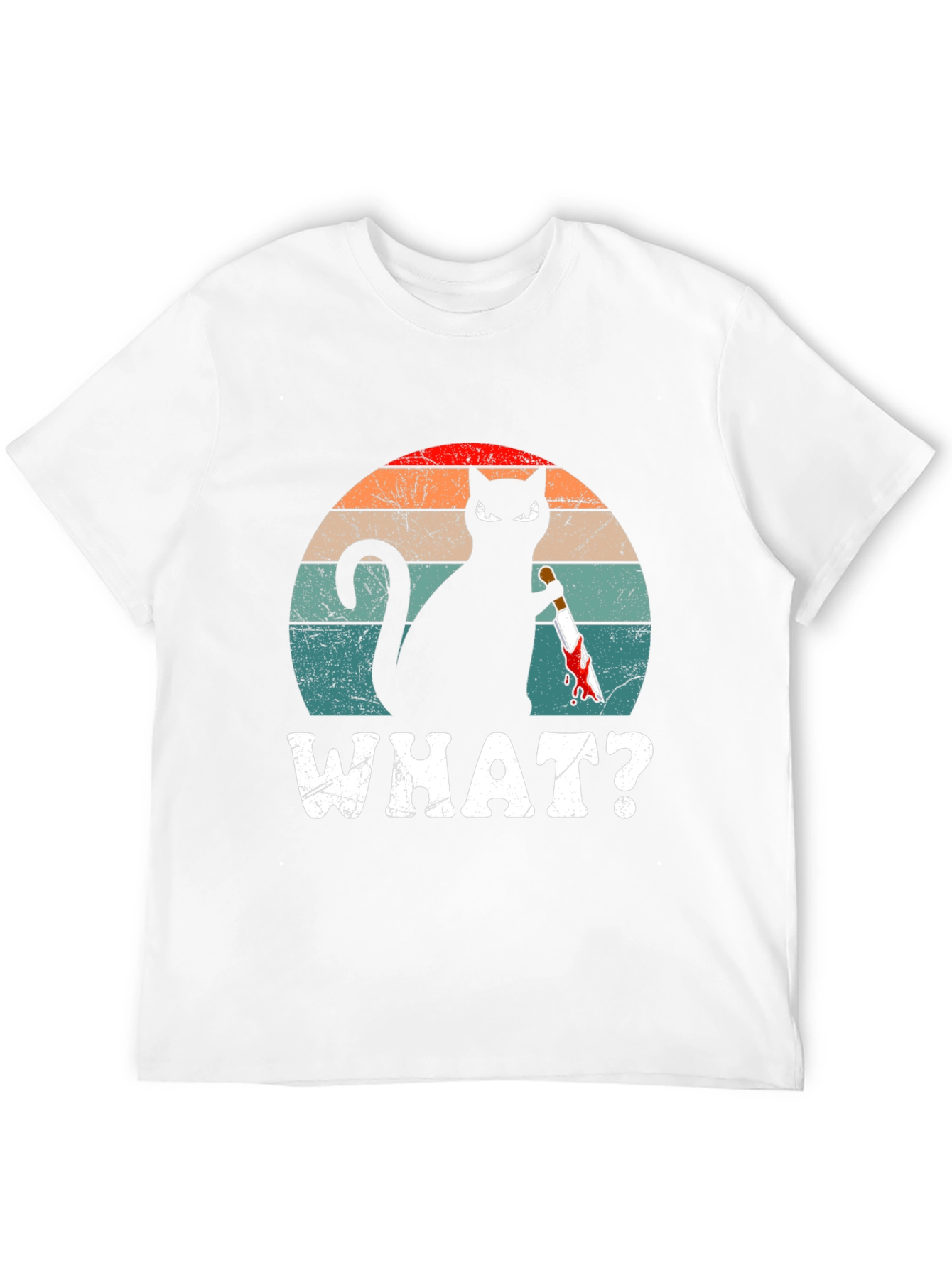 Black Cat With Knife T-Shirt - "WHAT?" Funny Graphic Tee view 12