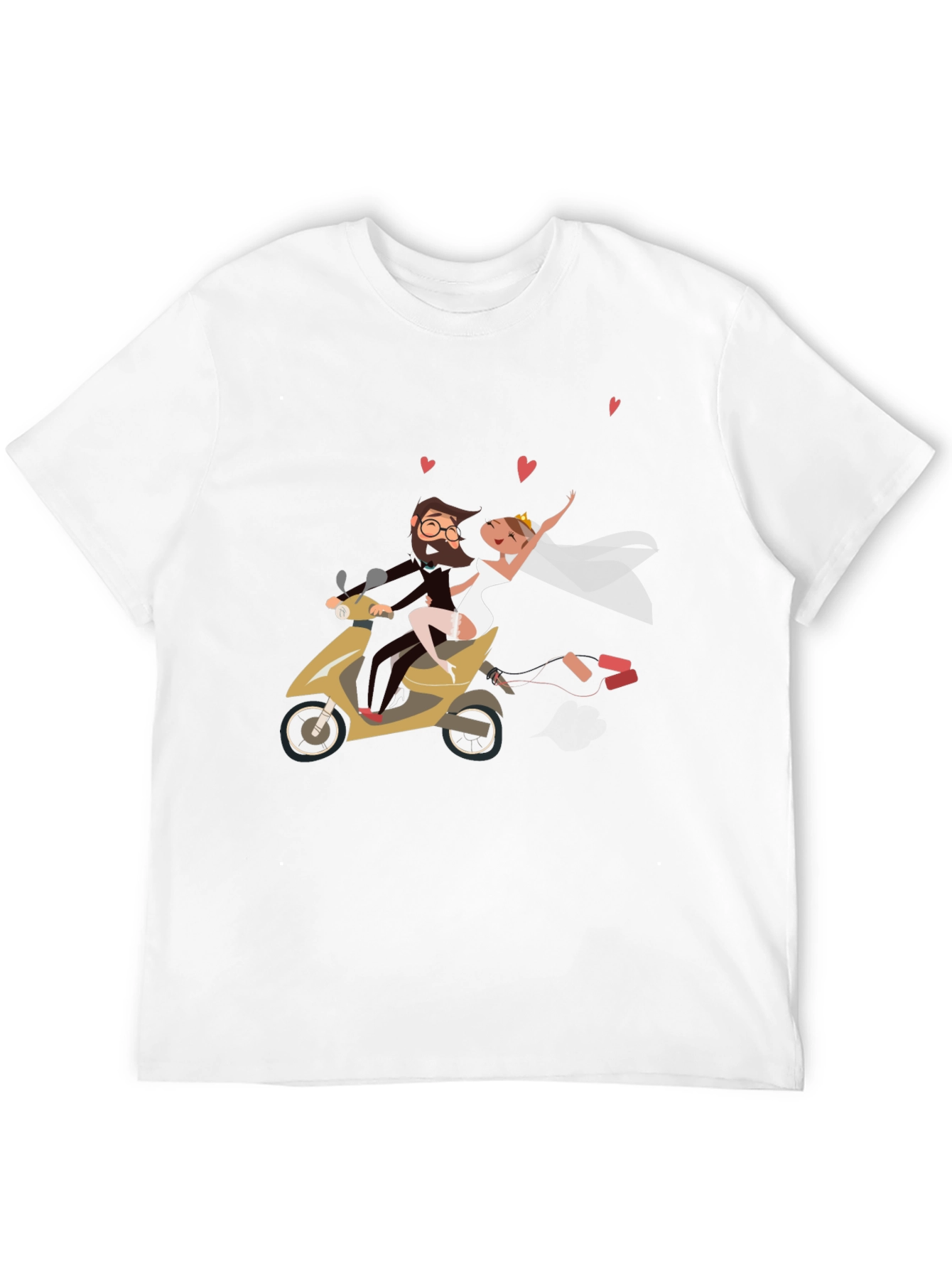 Black Wedding Couple Scooter Ride Black T-Shirt view 12