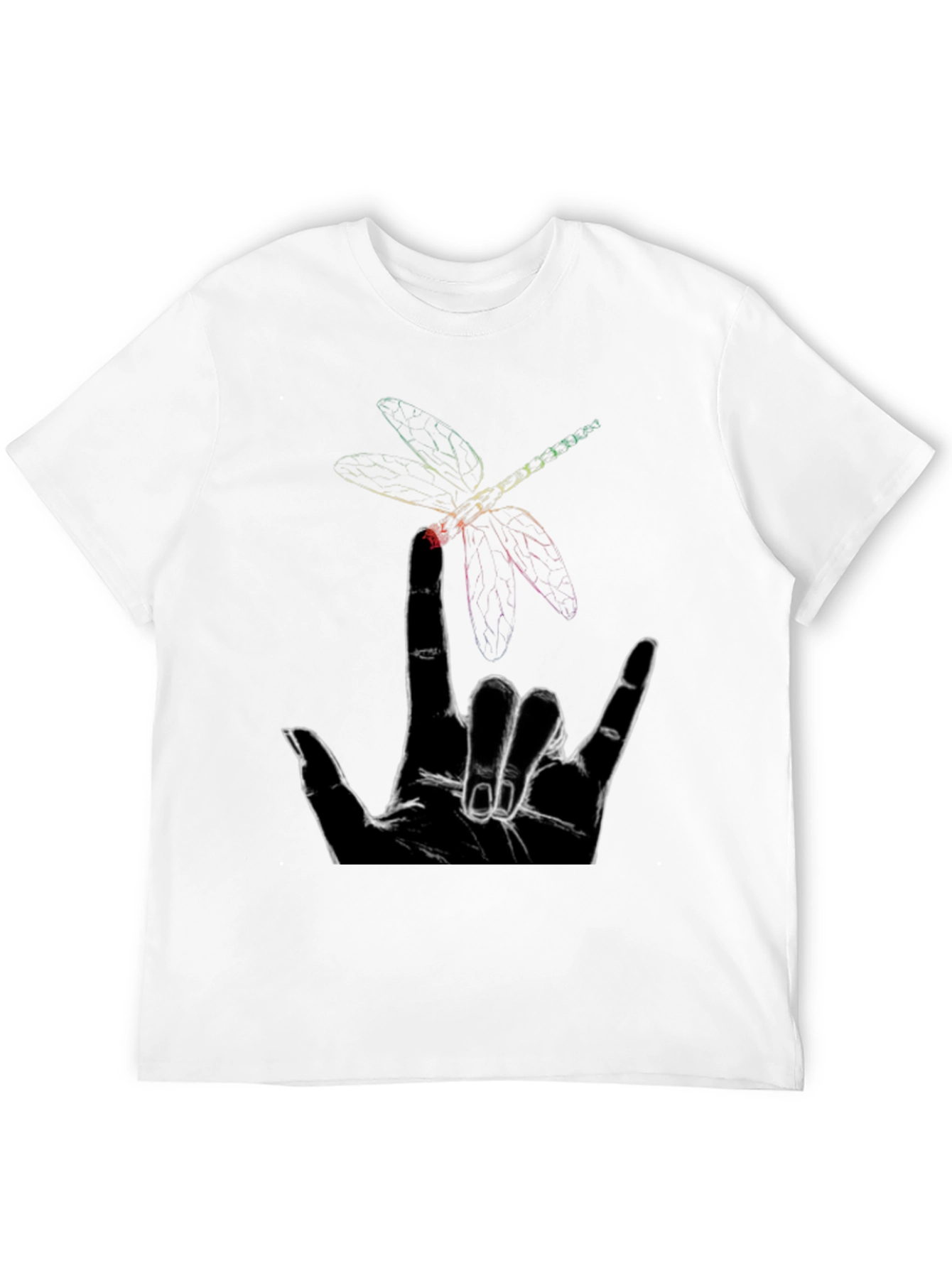Black Dragonfly Hand Sign Graphic Tee - Black Cotton view 12