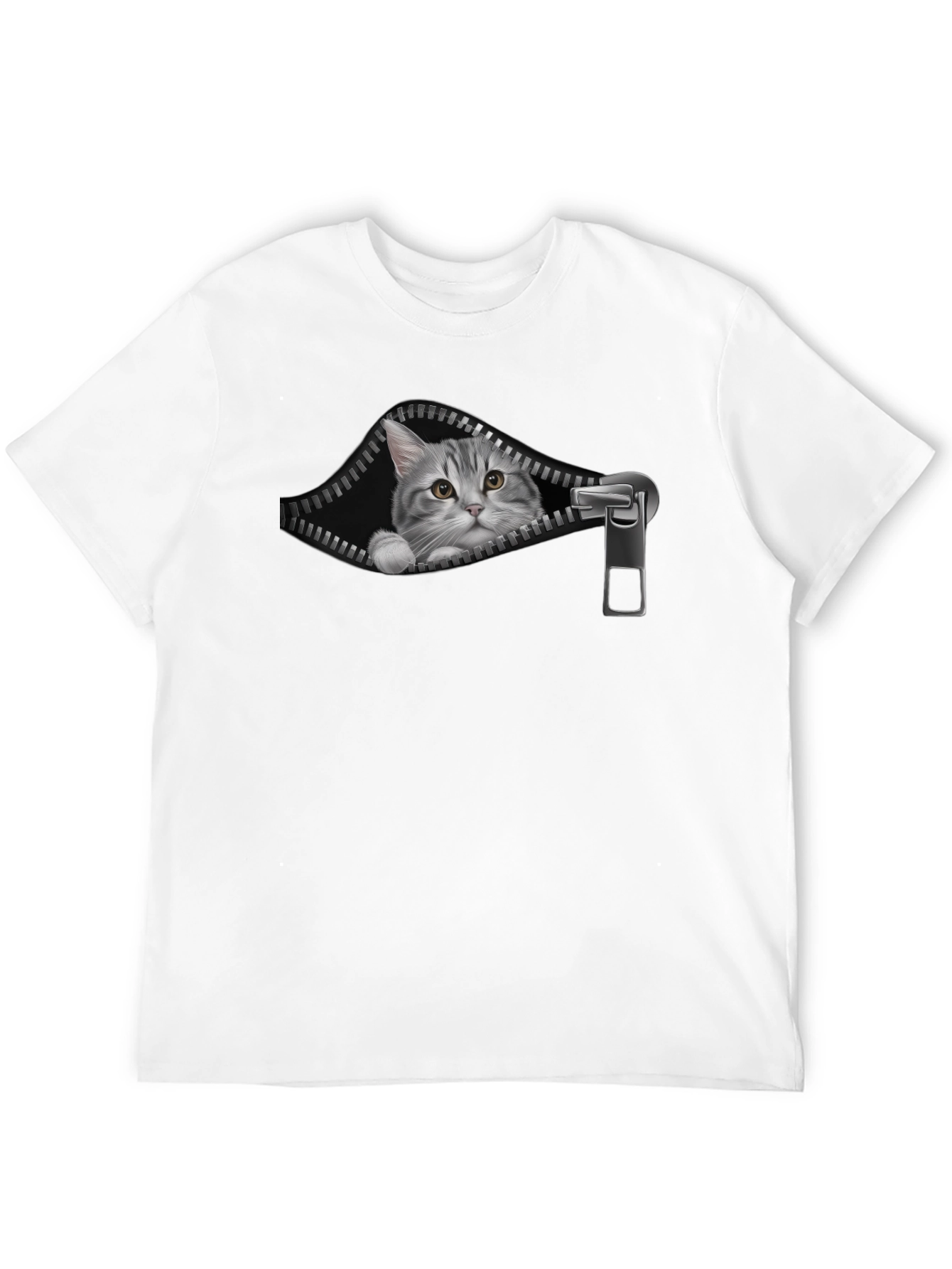 Black Cat Zipper T-Shirt - Unique Graphic Tee view 12
