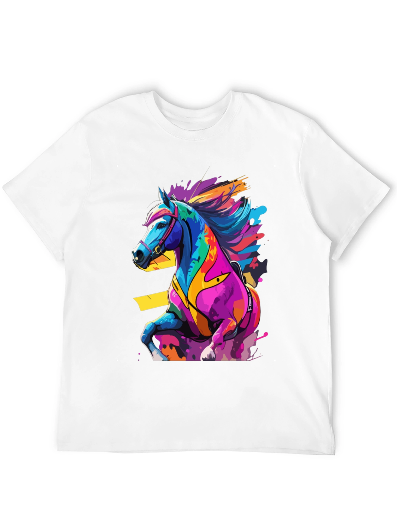Black Colorful Horse Graphic Tee - Artistic Animal Design view 12