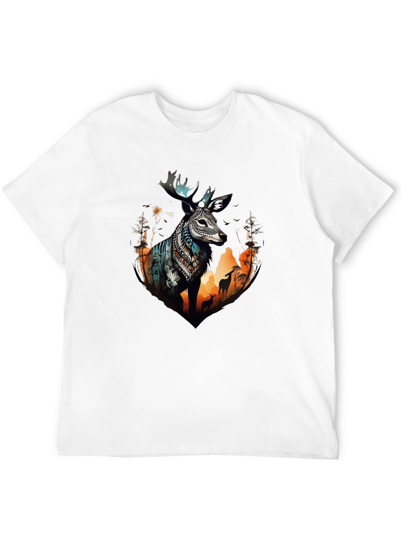 Black Deer Graphic Print Crew Neck Tee view 12