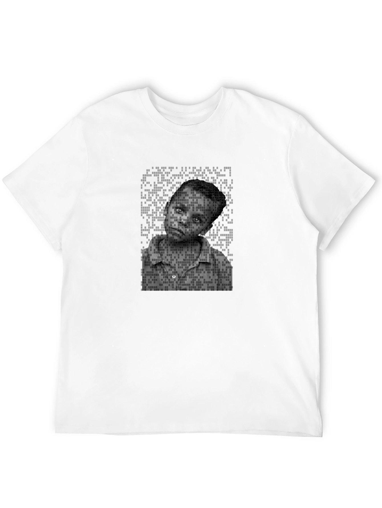 Black Pixelated Portrait Tee - Unique Graphic Design view 12
