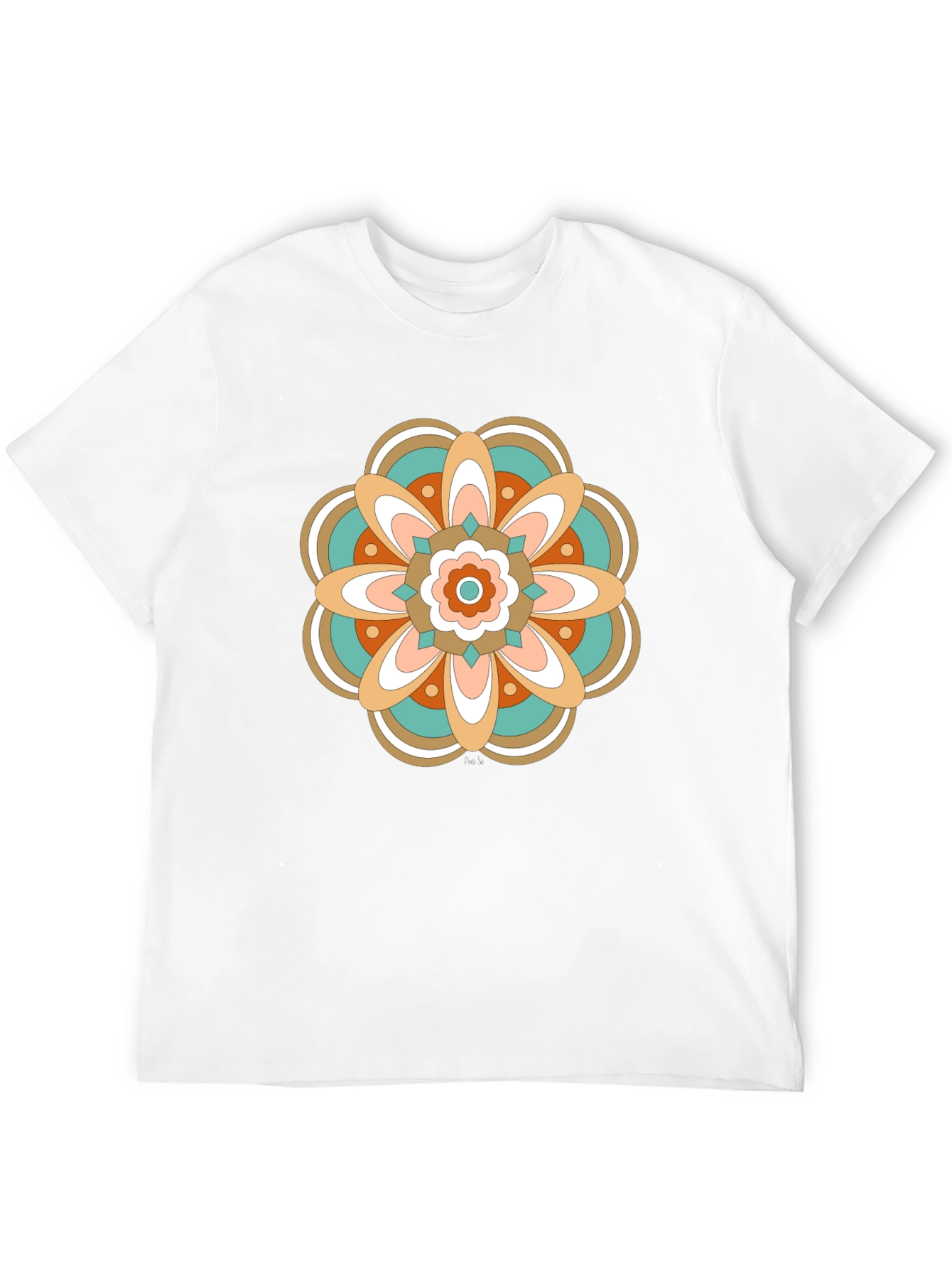 Black Retro Floral Mandala Graphic T-Shirt view 12