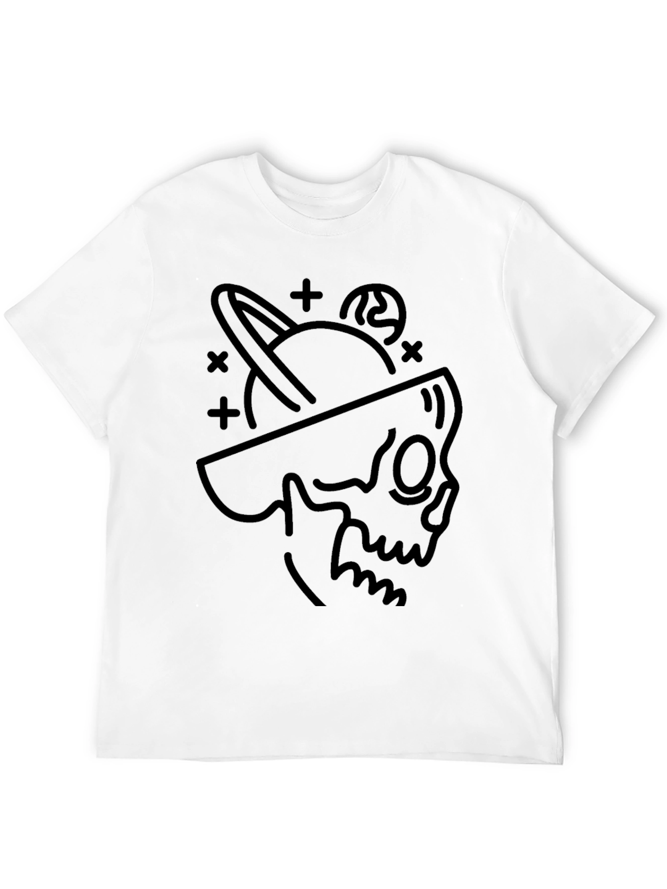 Black Cosmic Skull Graphic Tee - Black Cotton Blend view 12