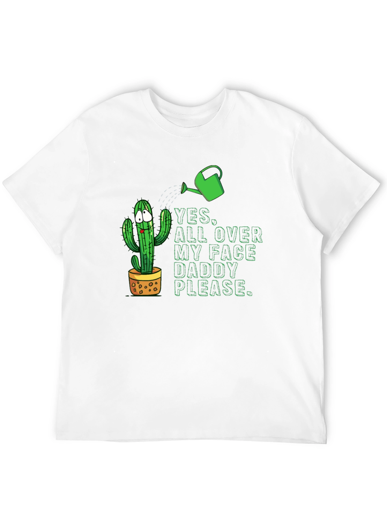 Black Funny Cactus T-Shirt: Yes All Over My Face view 12