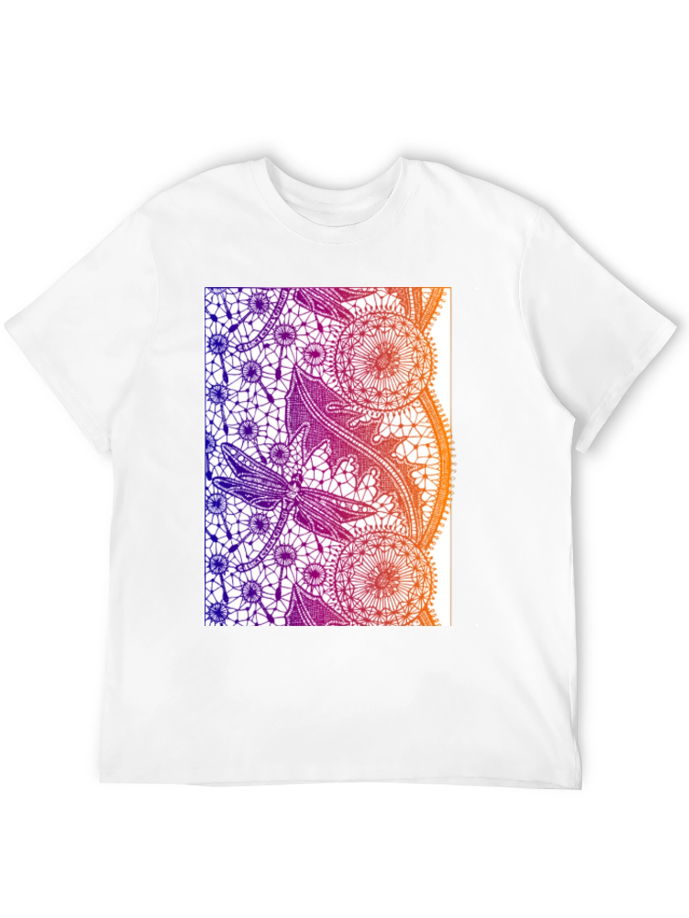 Black Lace Dragonfly Graphic Tee - Black Cotton Casual T-Shirt view 12