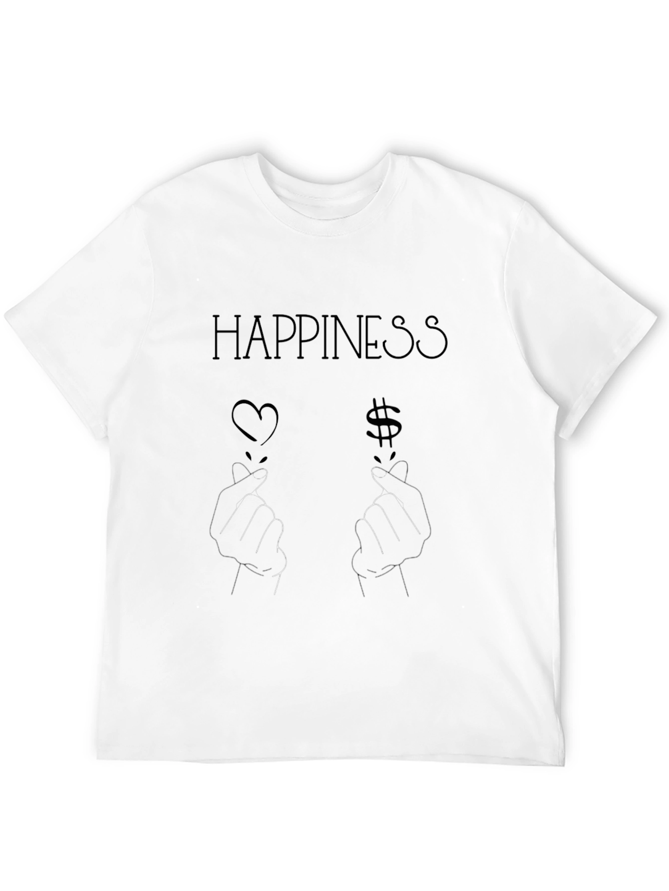 Black Happiness Graphic Tee - Heart & Money Signs Black T-Shirt view 12