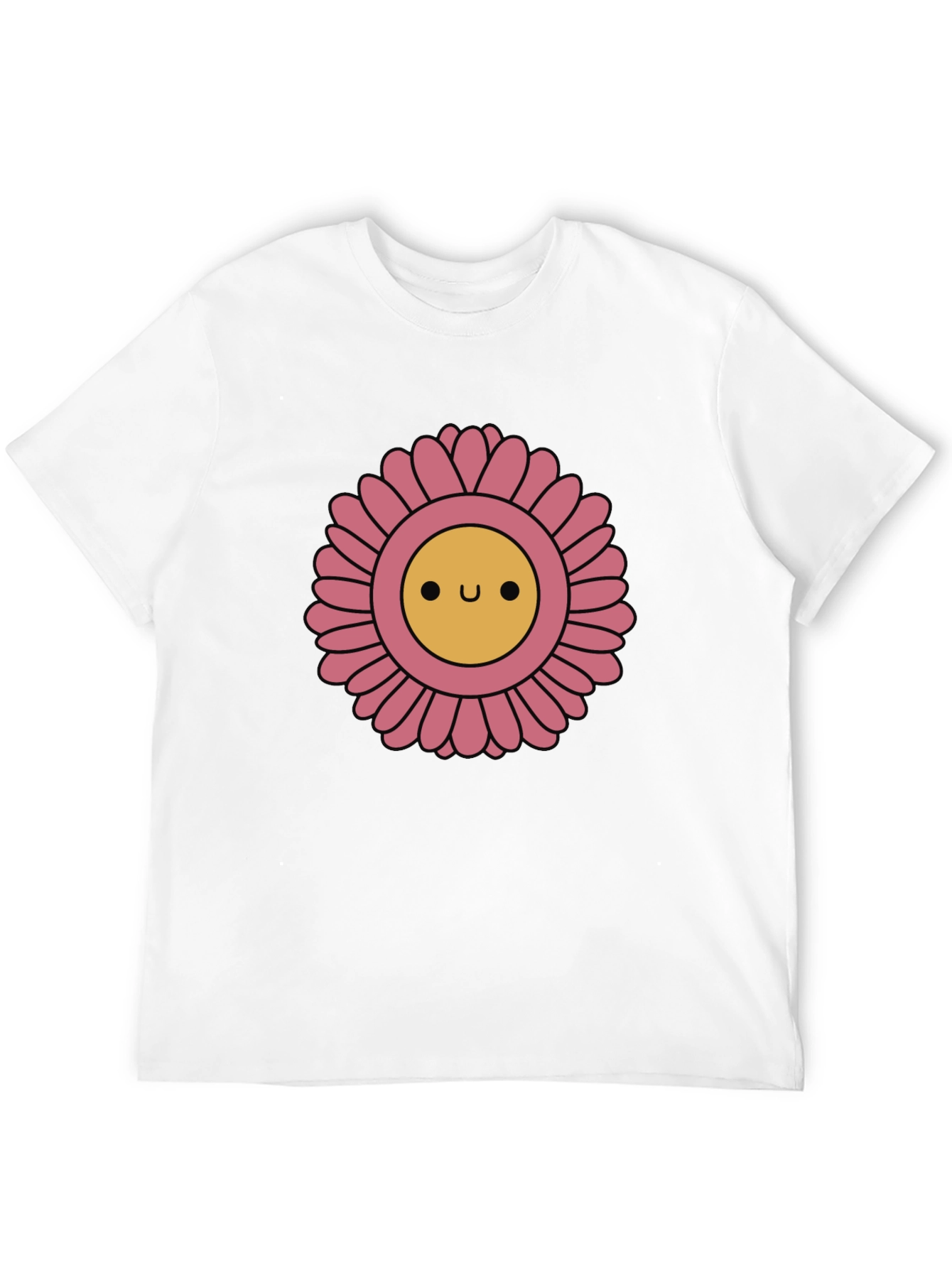Black Cute Smiling Flower Graphic T-Shirt view 12
