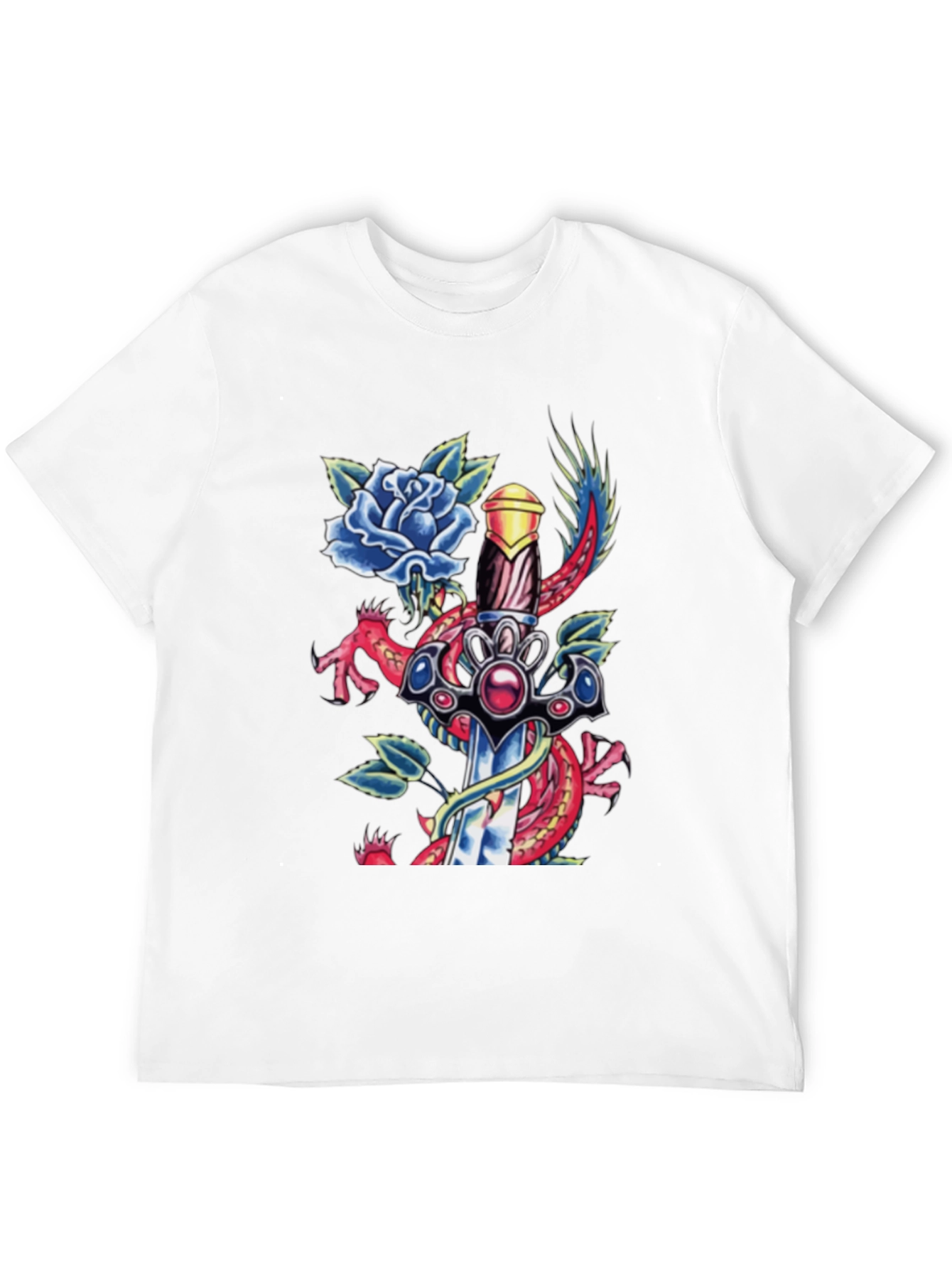 Dragon Sword Tattoo Graphic Men's Tee - 12