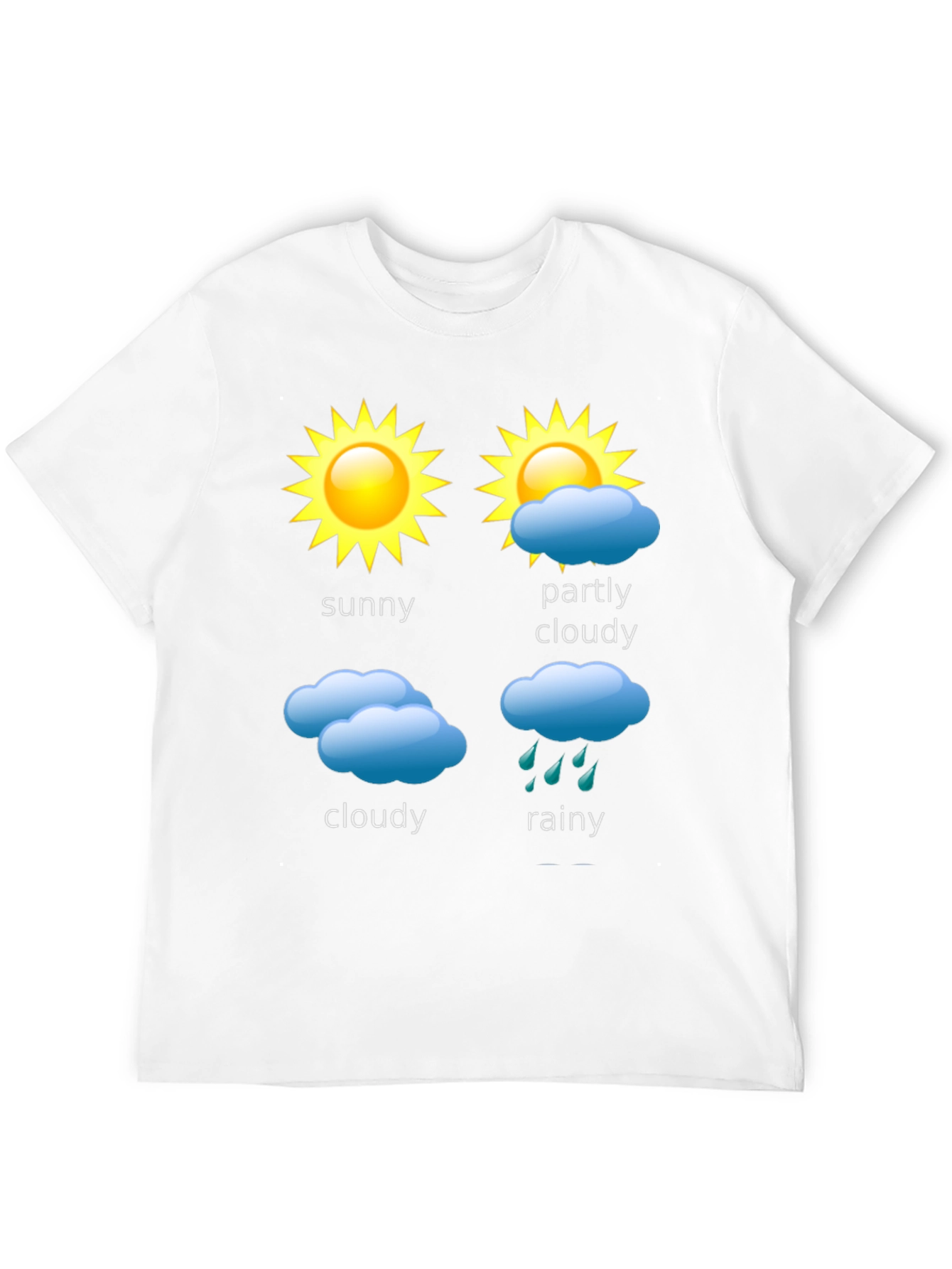 Black Weather Forecast T-Shirt - Sunny, Cloudy, Rainy Day Design view 12