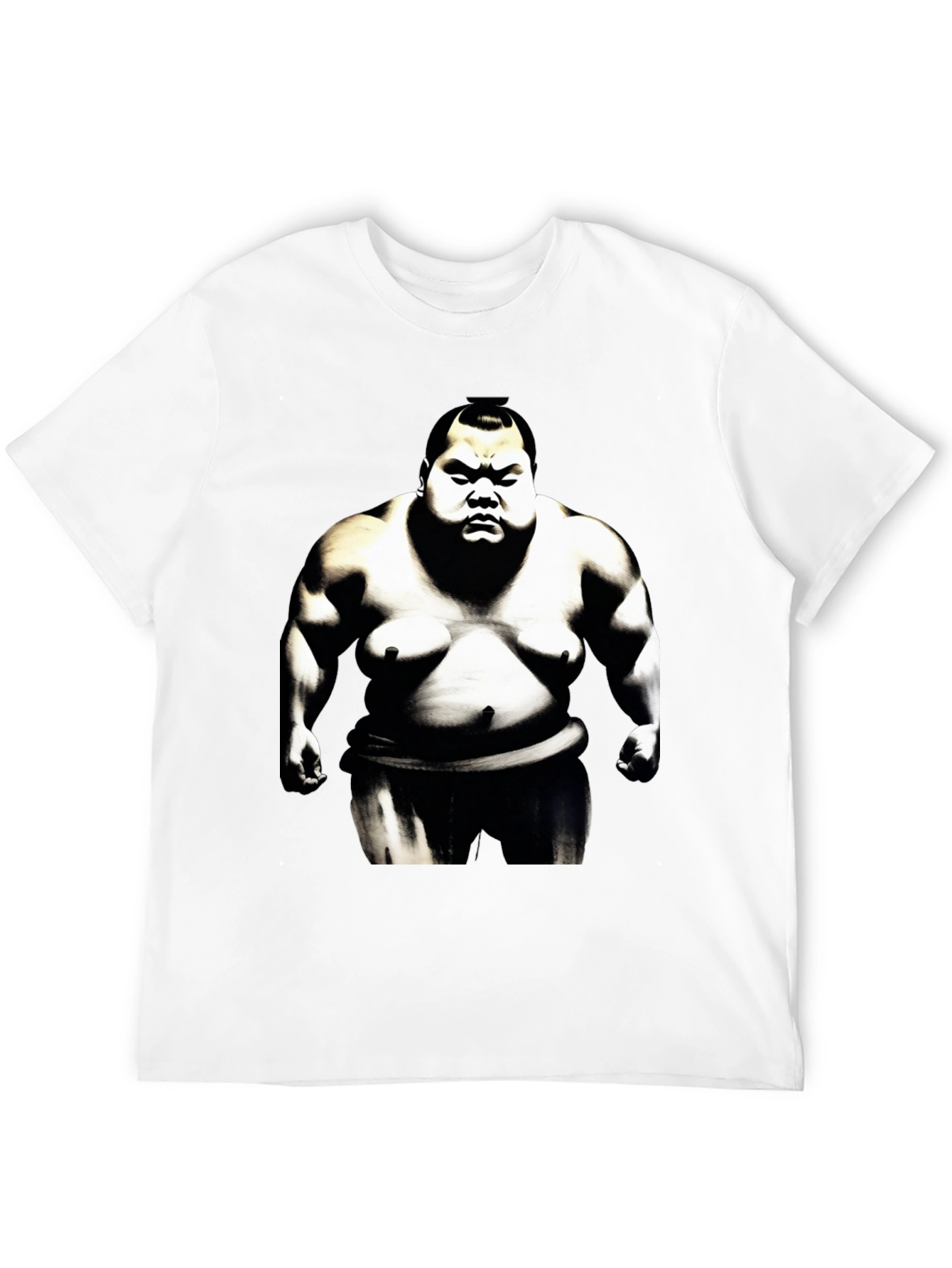 Black Sumo Wrestler Graphic Tee - Black Cotton Blend view 12