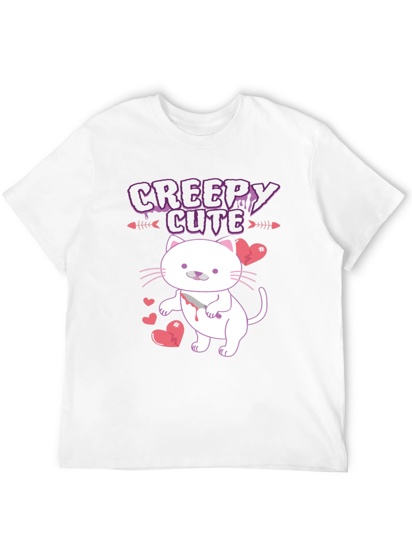 Black Creepy Cute Cat T-Shirt view 12