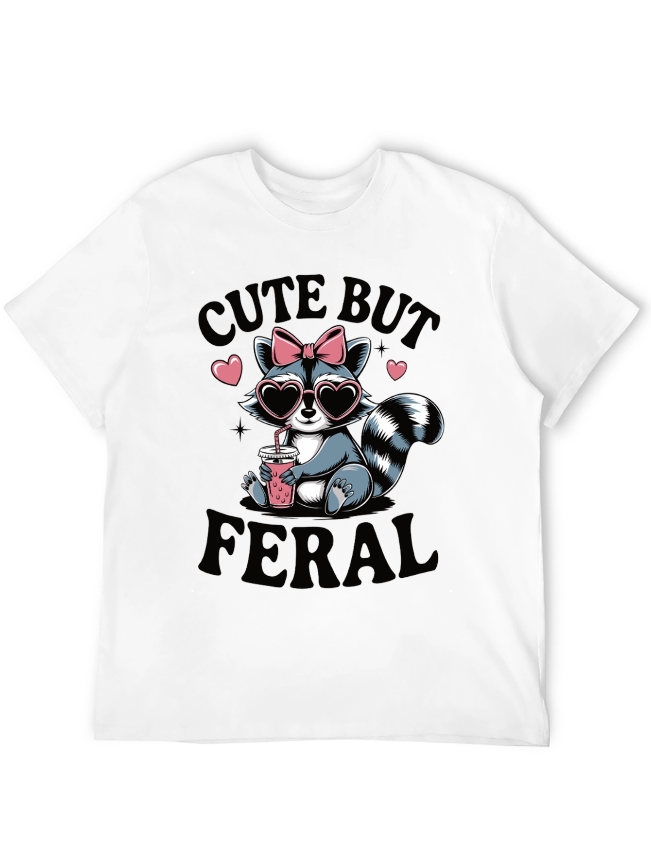 Black Cute But Feral Raccoon T-Shirt view 12