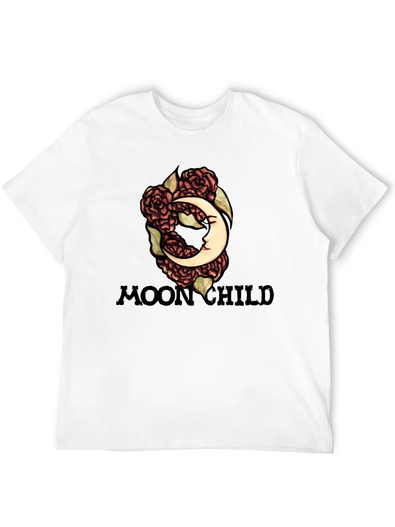 Moon Child Graphic Tee - Black Cotton T-Shirt - 12