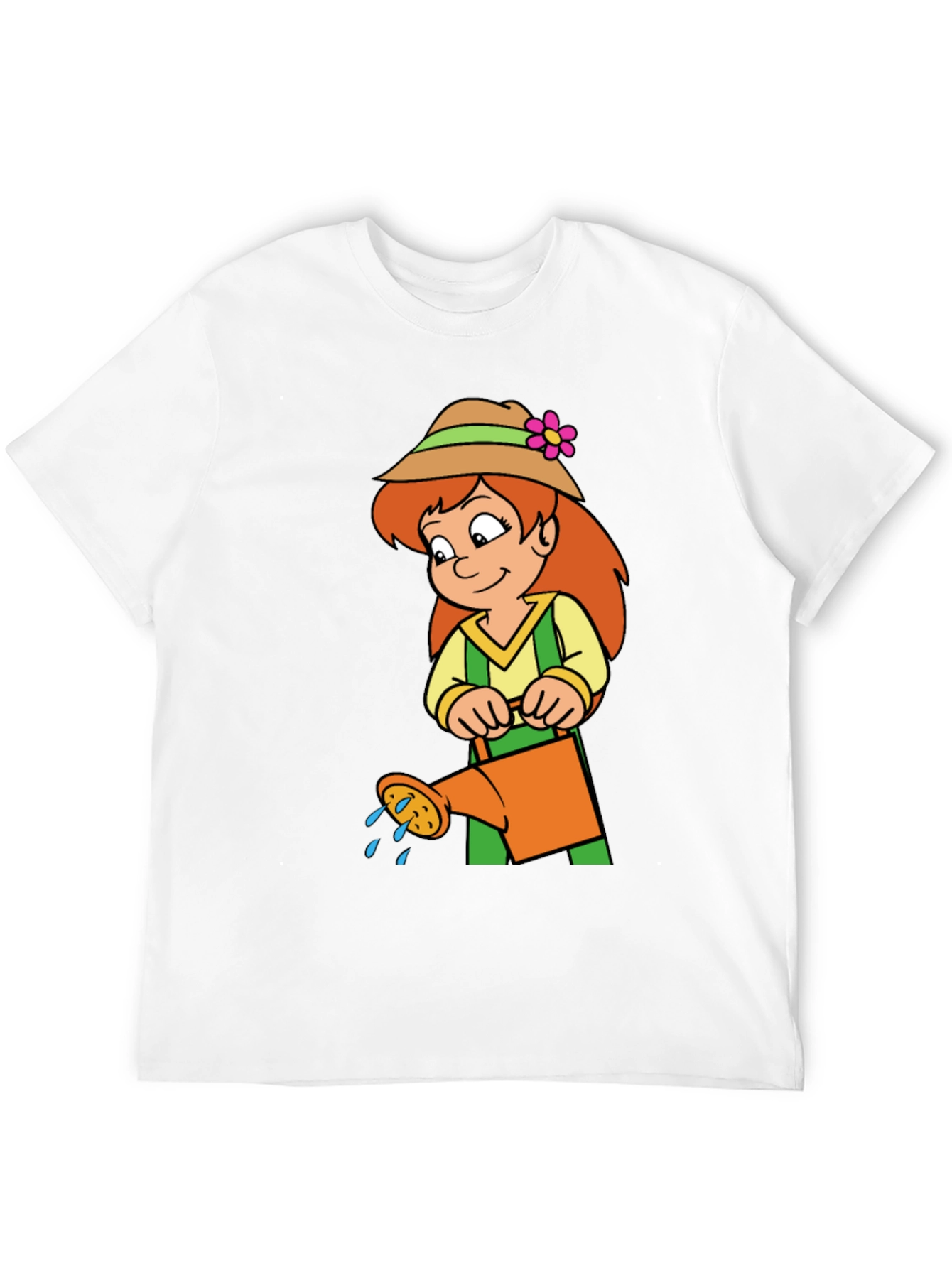 Black Gardening Girl T-Shirt - Fun Cartoon Design view 12
