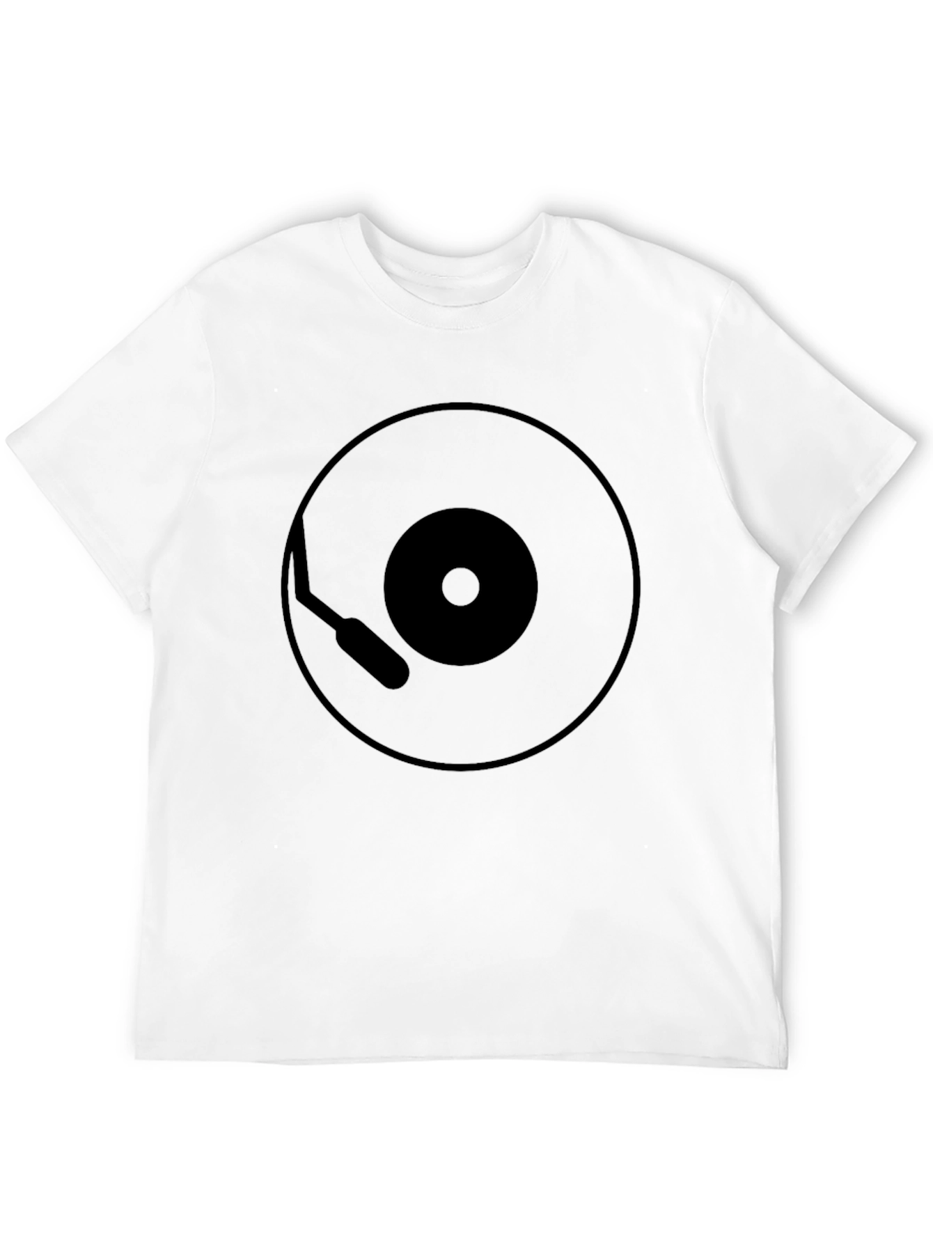 Black Retro Record Player Graphic Tee - Black Cotton Shirt view 12