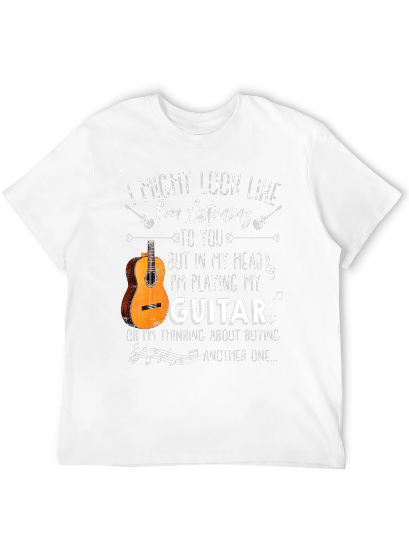 Black I Might Look Like I'm Listening Guitar T-Shirt view 12
