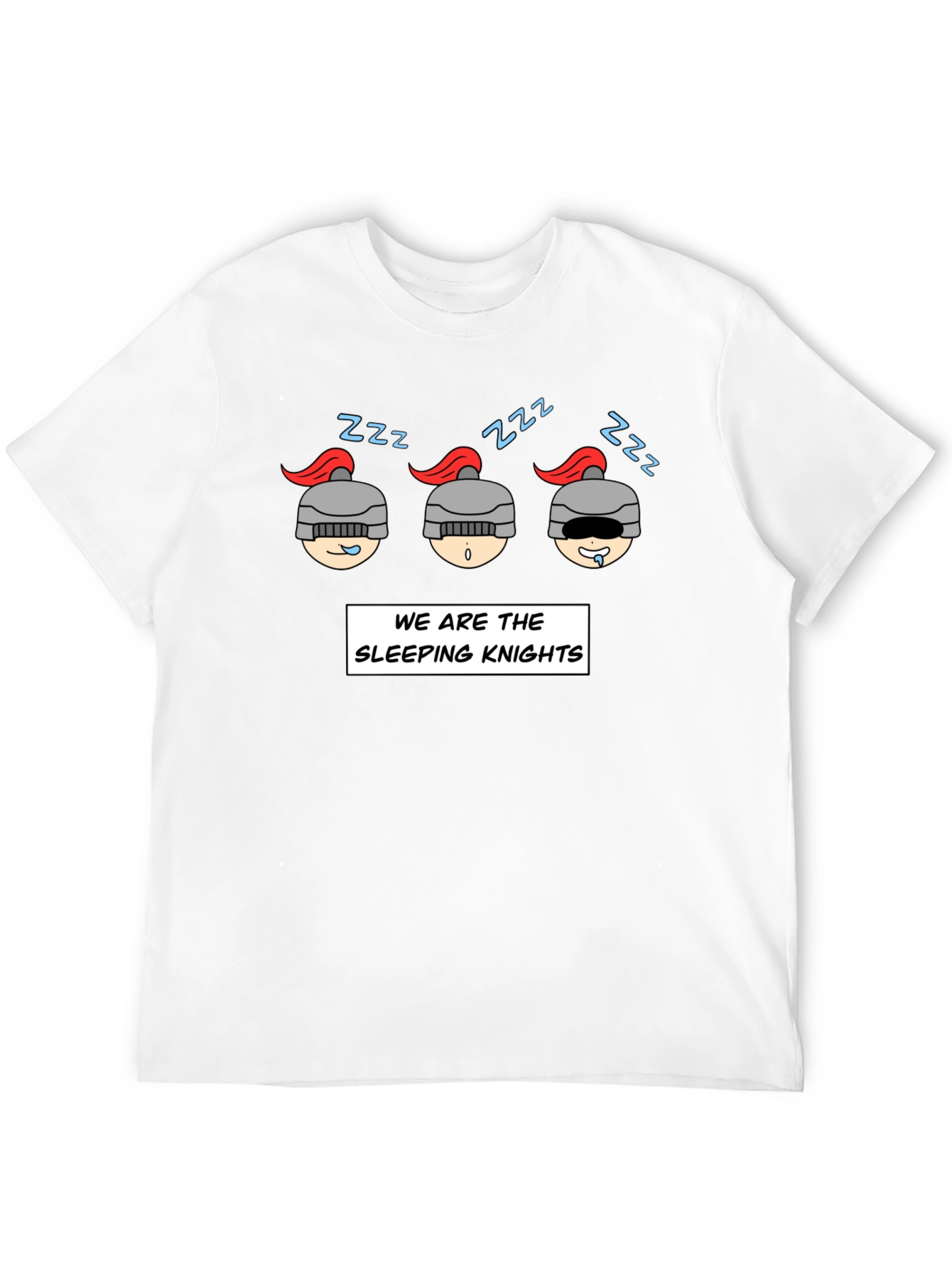 Black Sleeping Knights Graphic T-Shirt - Funny Cartoon Tee view 12