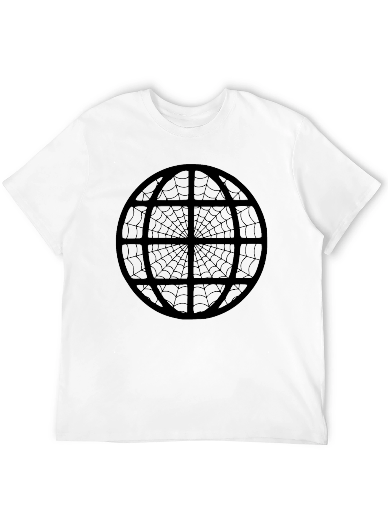 Black Spiderweb Globe Black T-Shirt - Unique Graphic Tee view 12
