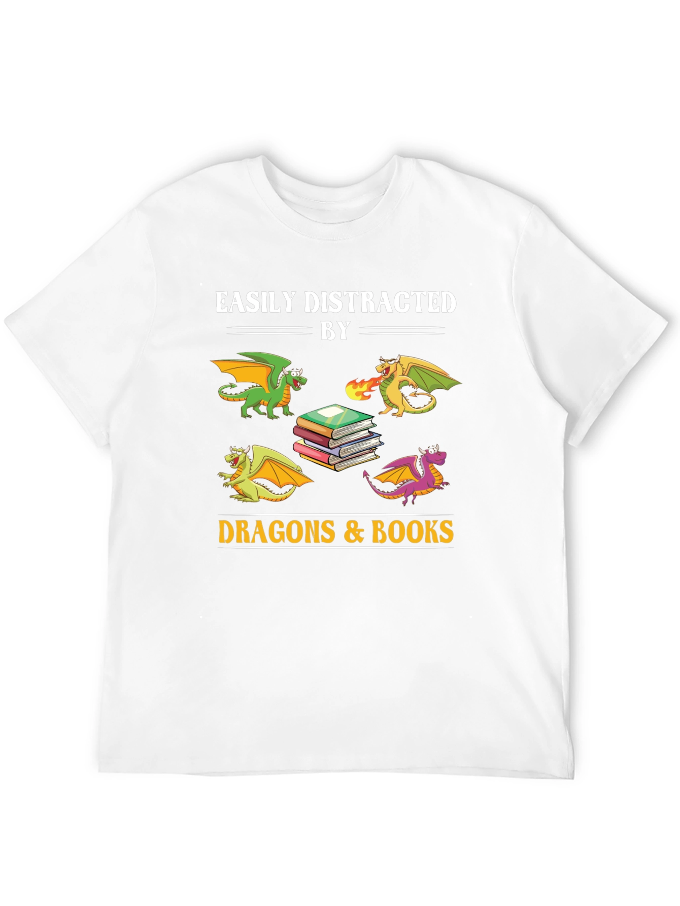 Black Easily Distracted by Dragons and Books T-Shirt view 12