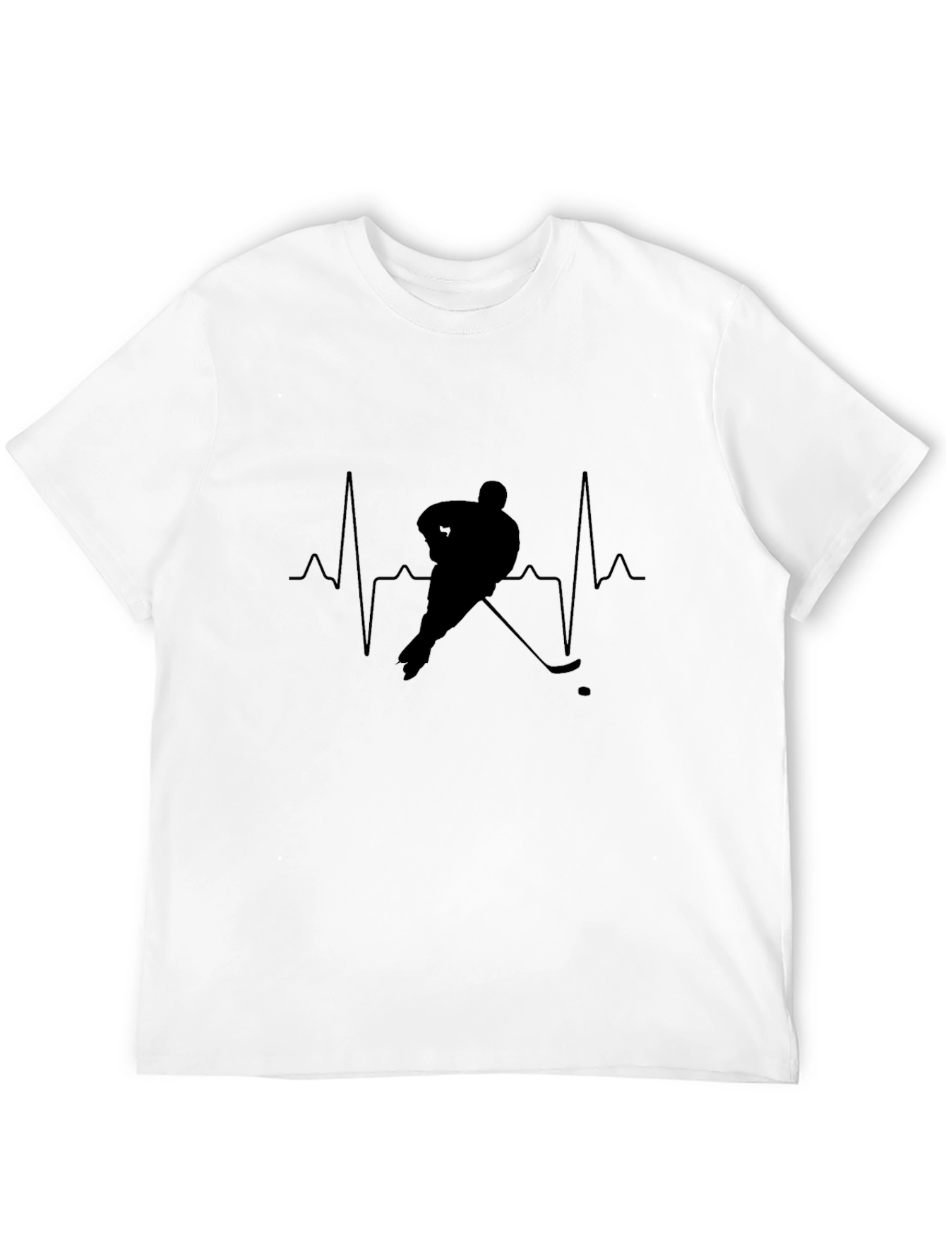 Black Hockey Heartbeat T-Shirt - Passionate Hockey Fan Tee view 12