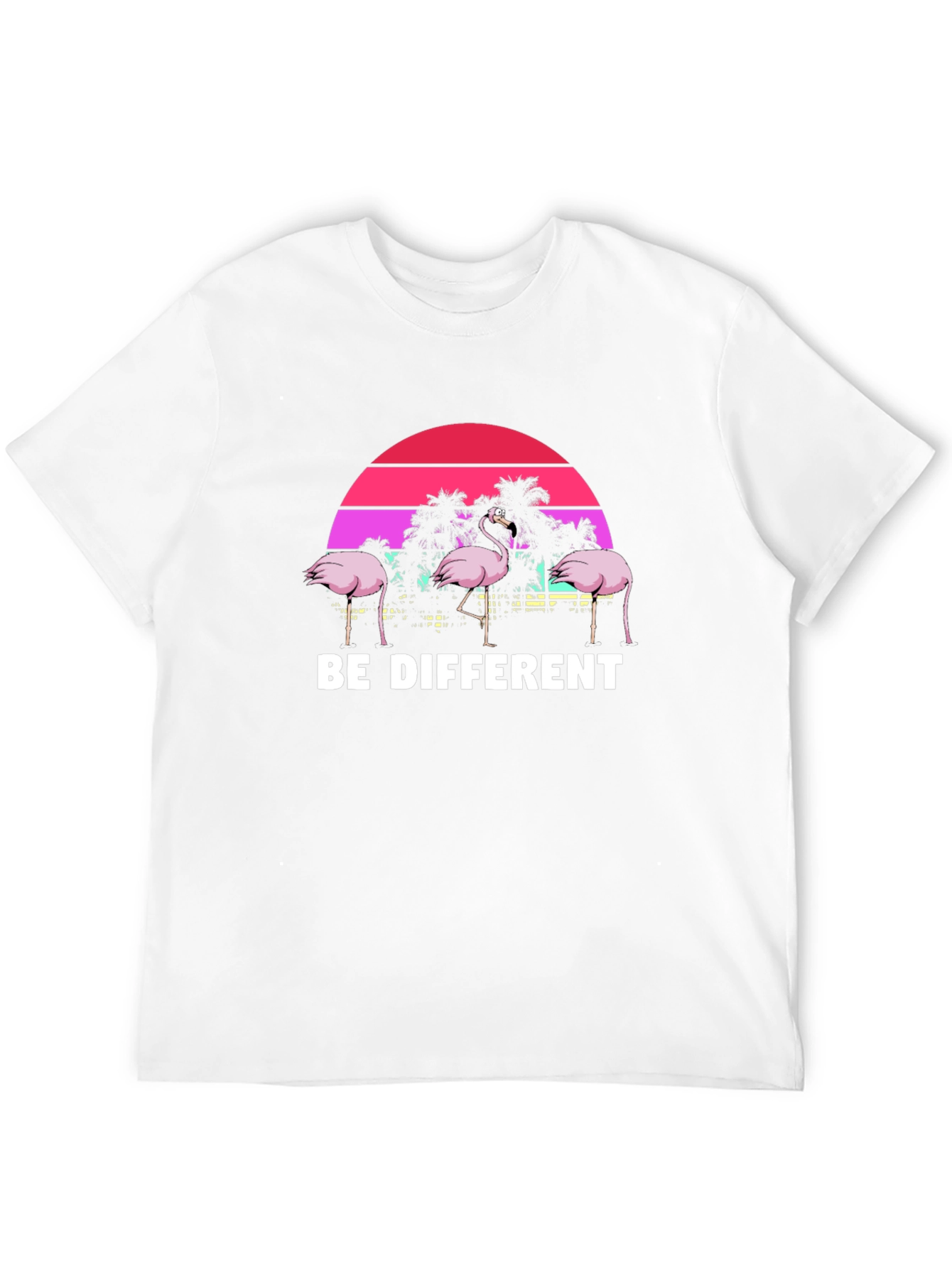 Black Be Different Flamingo T-Shirt Unique Graphic Tee view 12