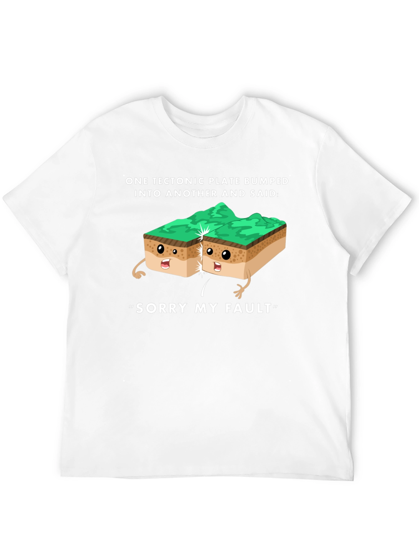 Black Funny Tectonic Plate Fault Apology Graphic Tee view 12