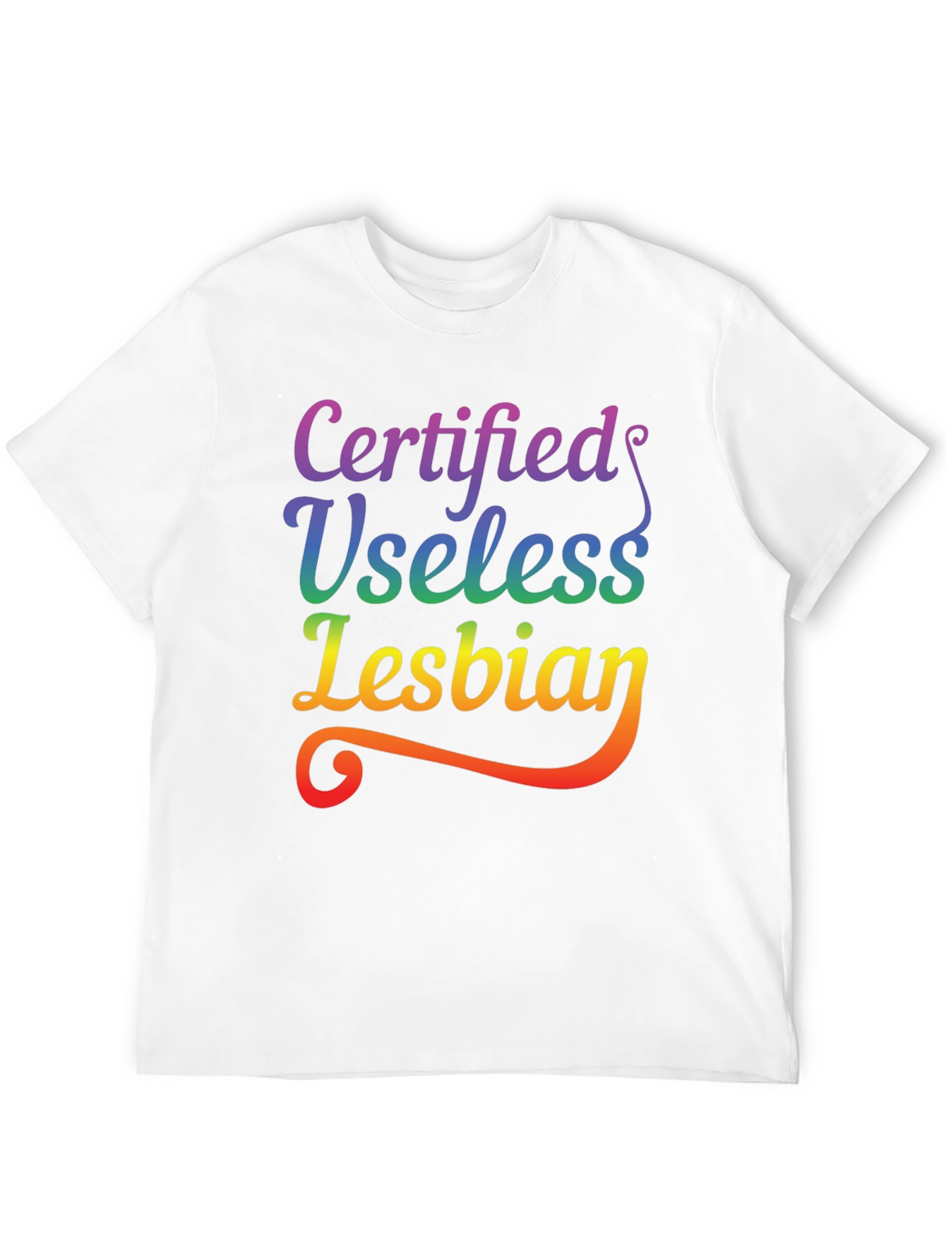 Black Certified Useless Lesbian Rainbow Tee view 12