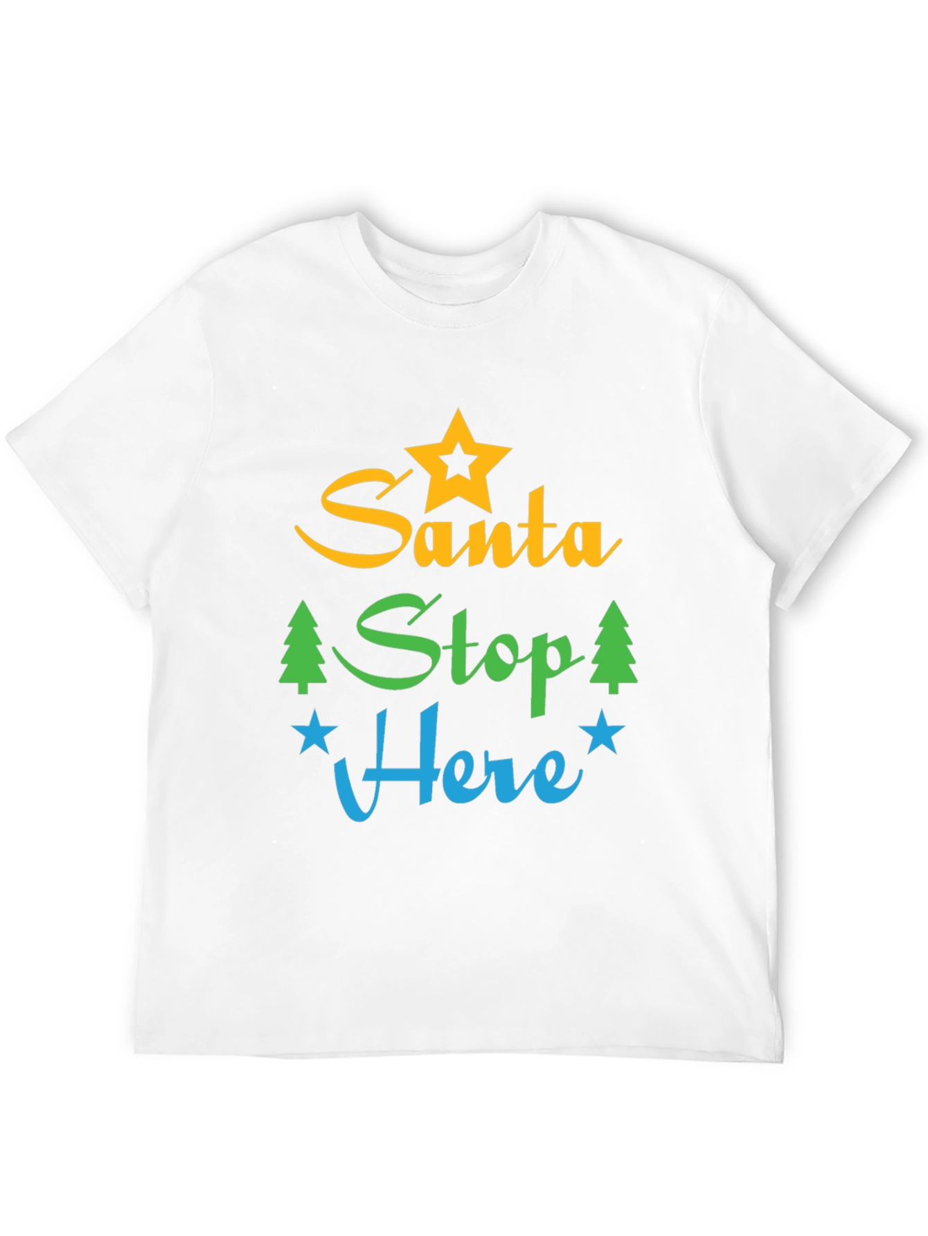 Black Santa Stop Here Graphic Tee - Festive Holiday Apparel view 12