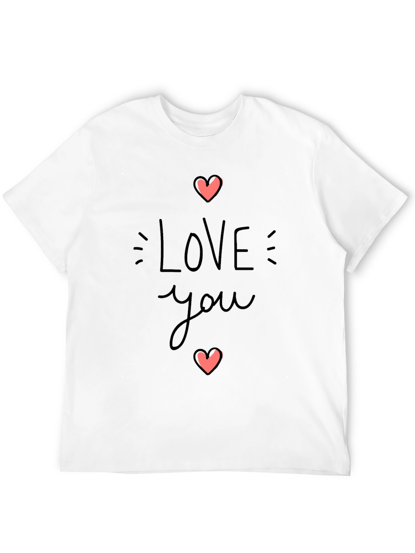Black Love You Heart Graphic Black T-Shirt view 12