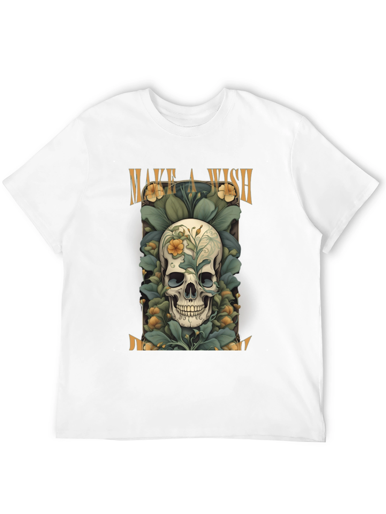 Black Make a Wish Skull Tee - Floral Skull Design view 12