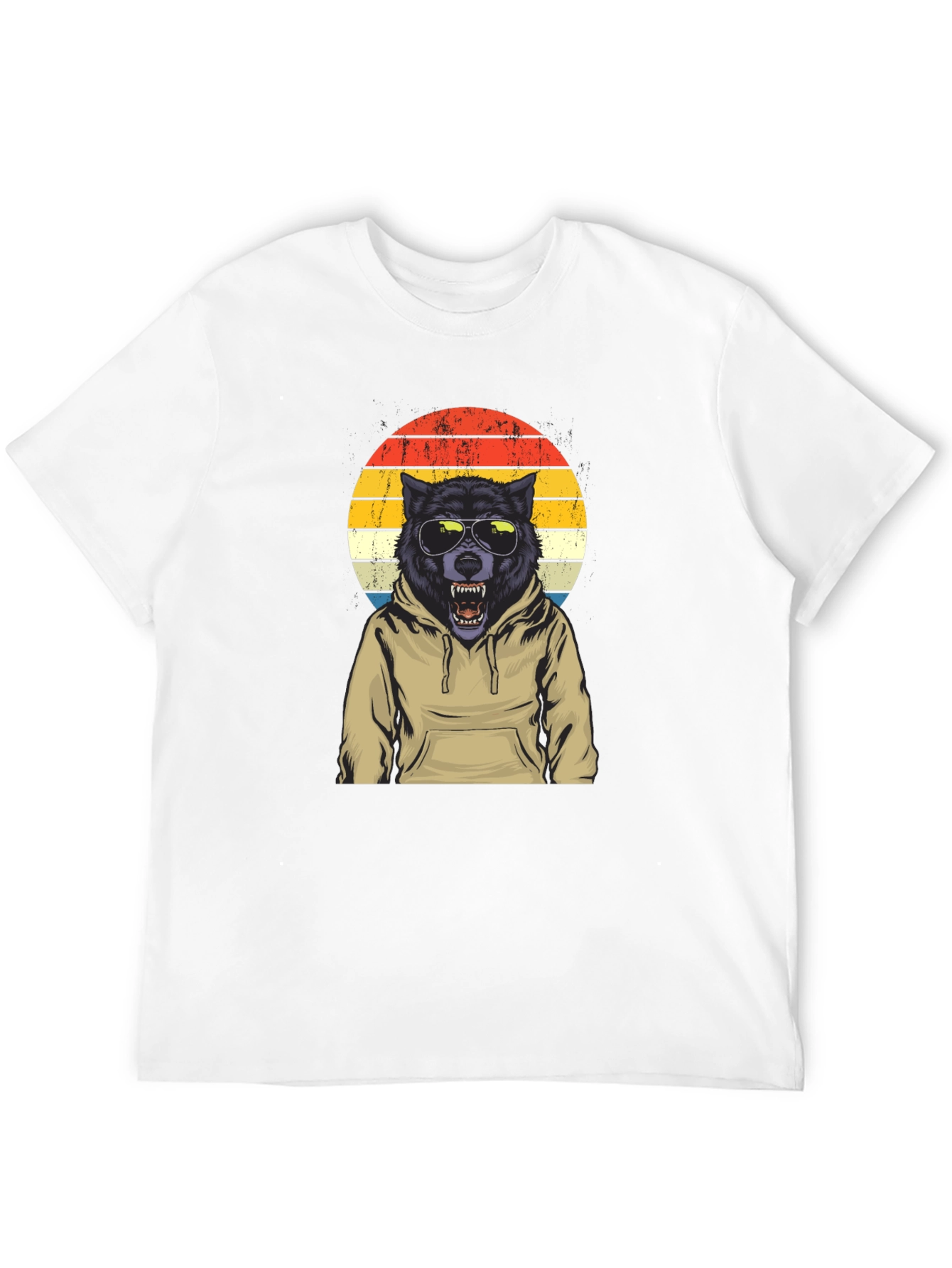 Black Cool Wolf Hoodie T-Shirt view 12
