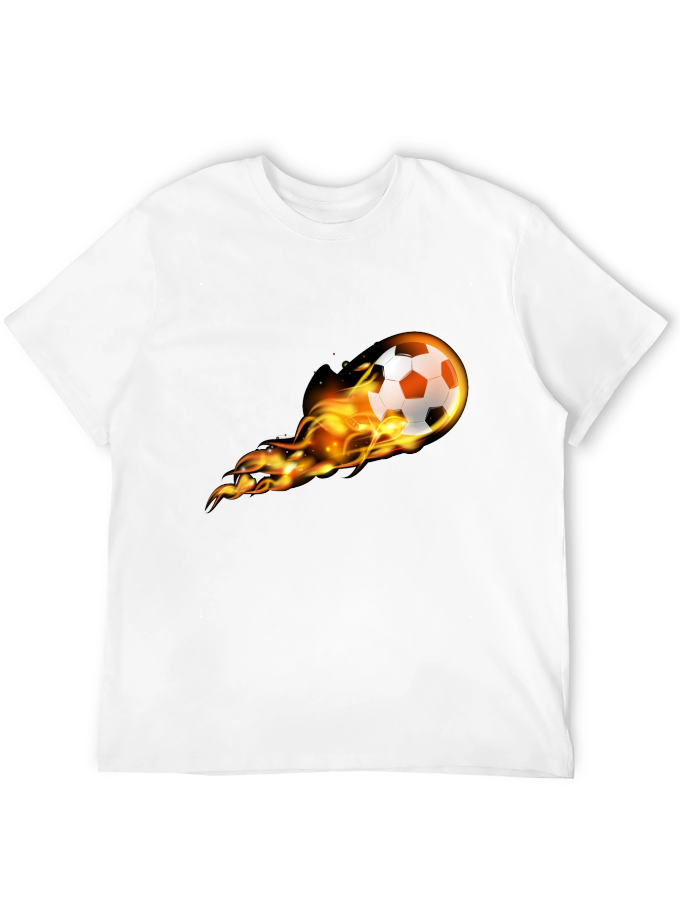 Black Flaming Soccer Ball Graphic Tee - Black Cotton T-Shirt view 12