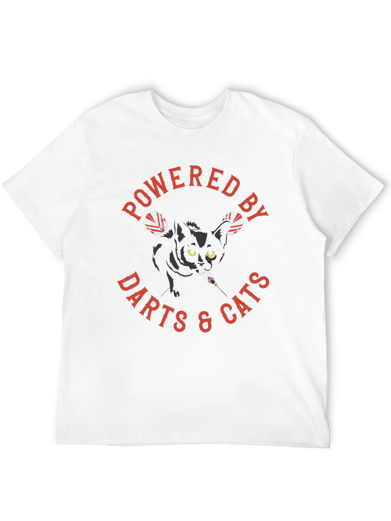 Black Powered by Darts & Cats Graphic Tee view 12