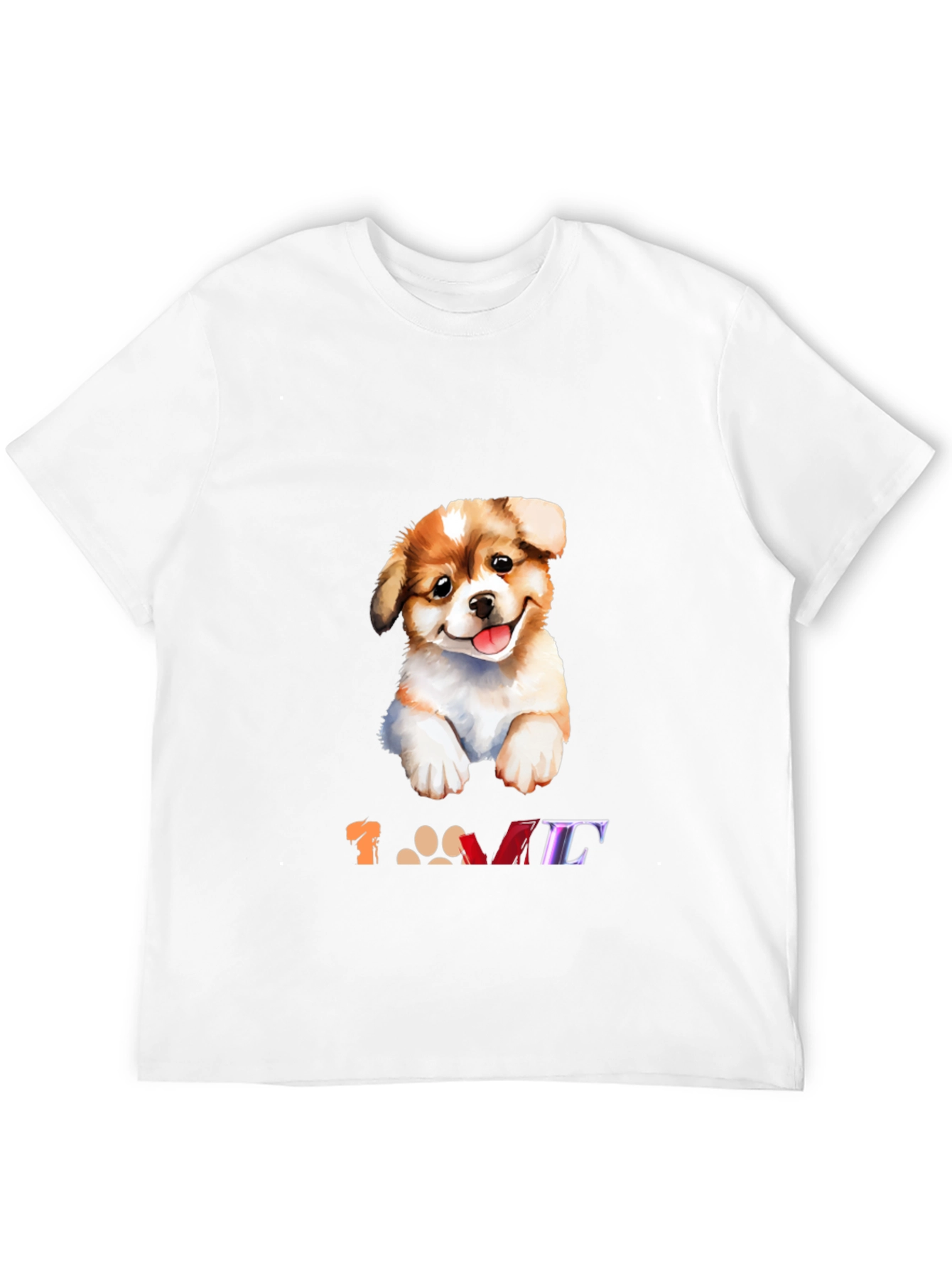 Black Cute Puppy Dog "Love" Graphic Black T-Shirt view 12