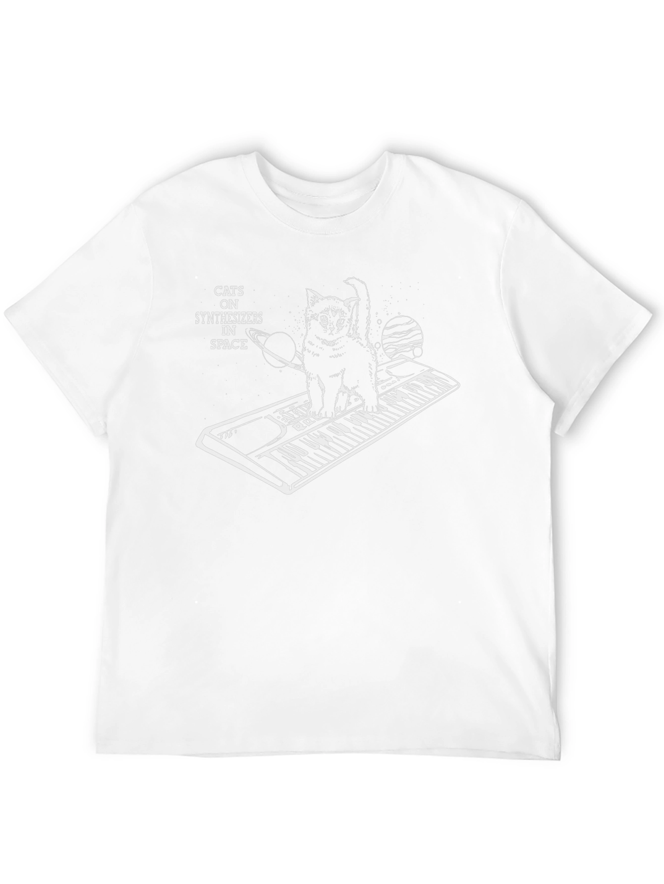 Black Cats on Synthesizers in Space Graphic T-Shirt view 12