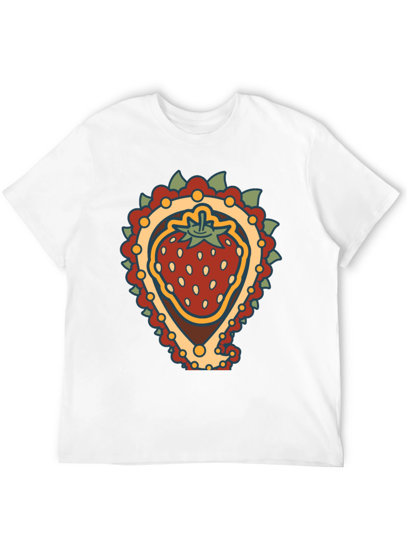 Black Strawberry Paisley T-Shirt - Unique Fruit Graphic Tee view 12