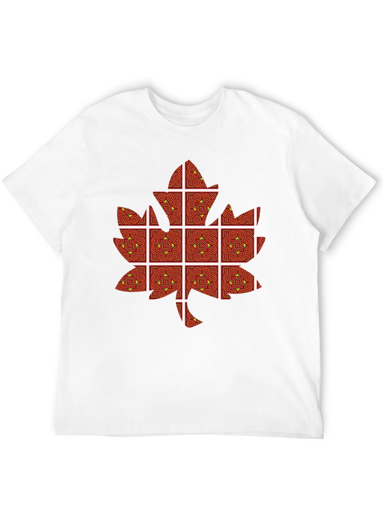 Black Maple Leaf Patterned T-Shirt view 12