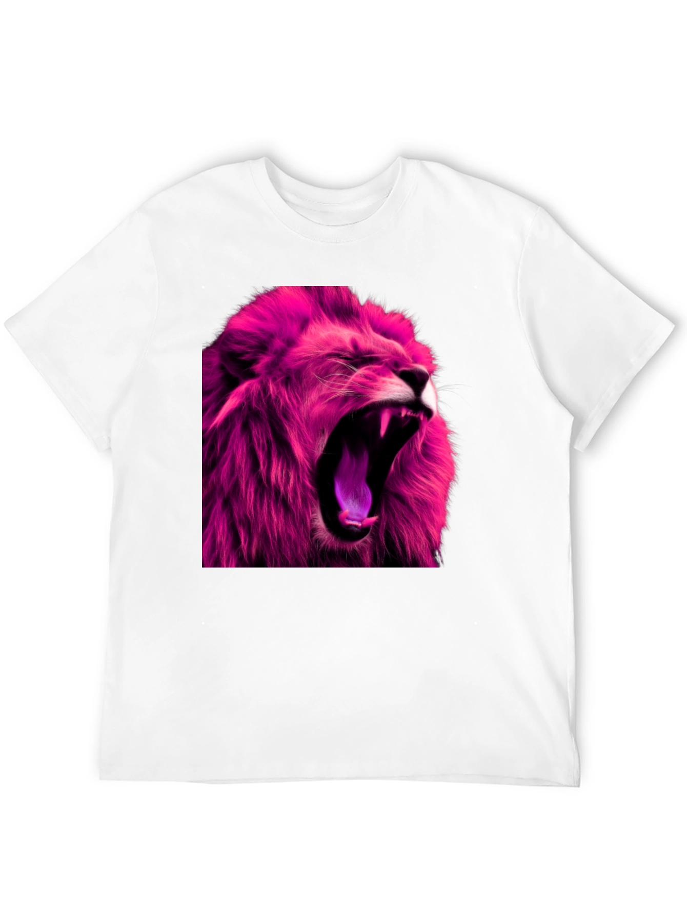 Black Roaring Pink Lion Graphic Print Black T-Shirt view 12