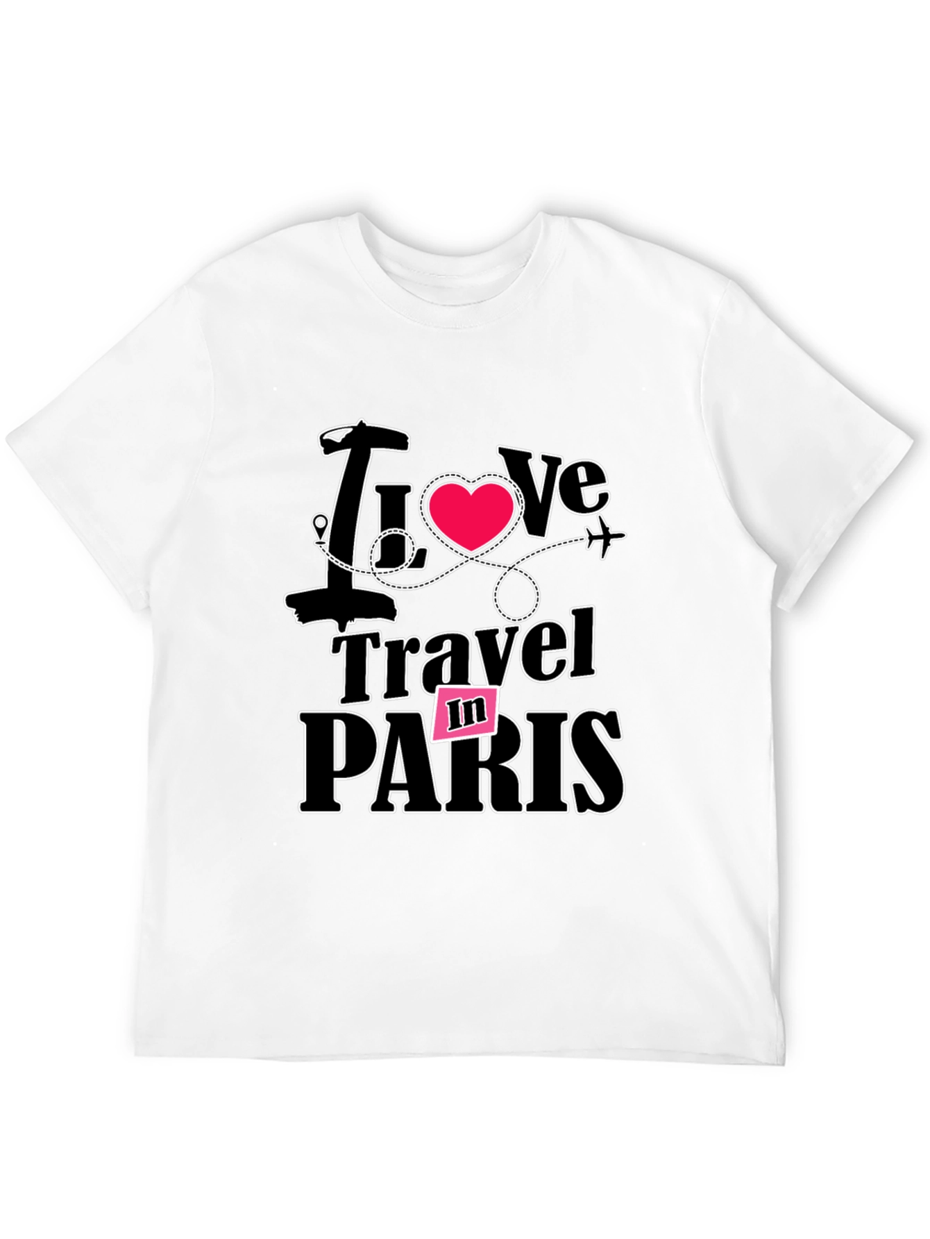 Black I Love Travel in Paris Black T-Shirt view 12