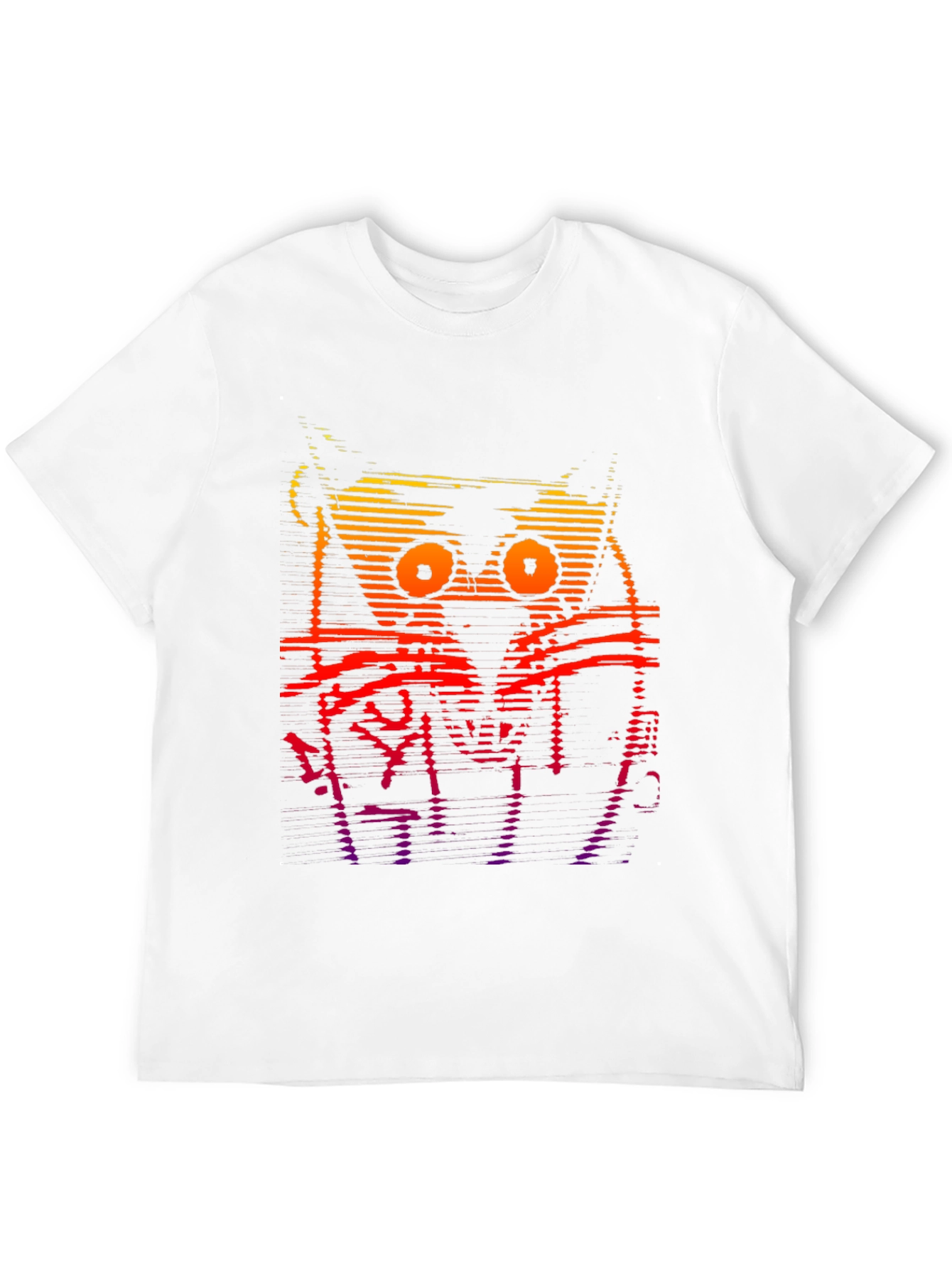 Black Retro Glitch Cat Graphic T-Shirt view 12