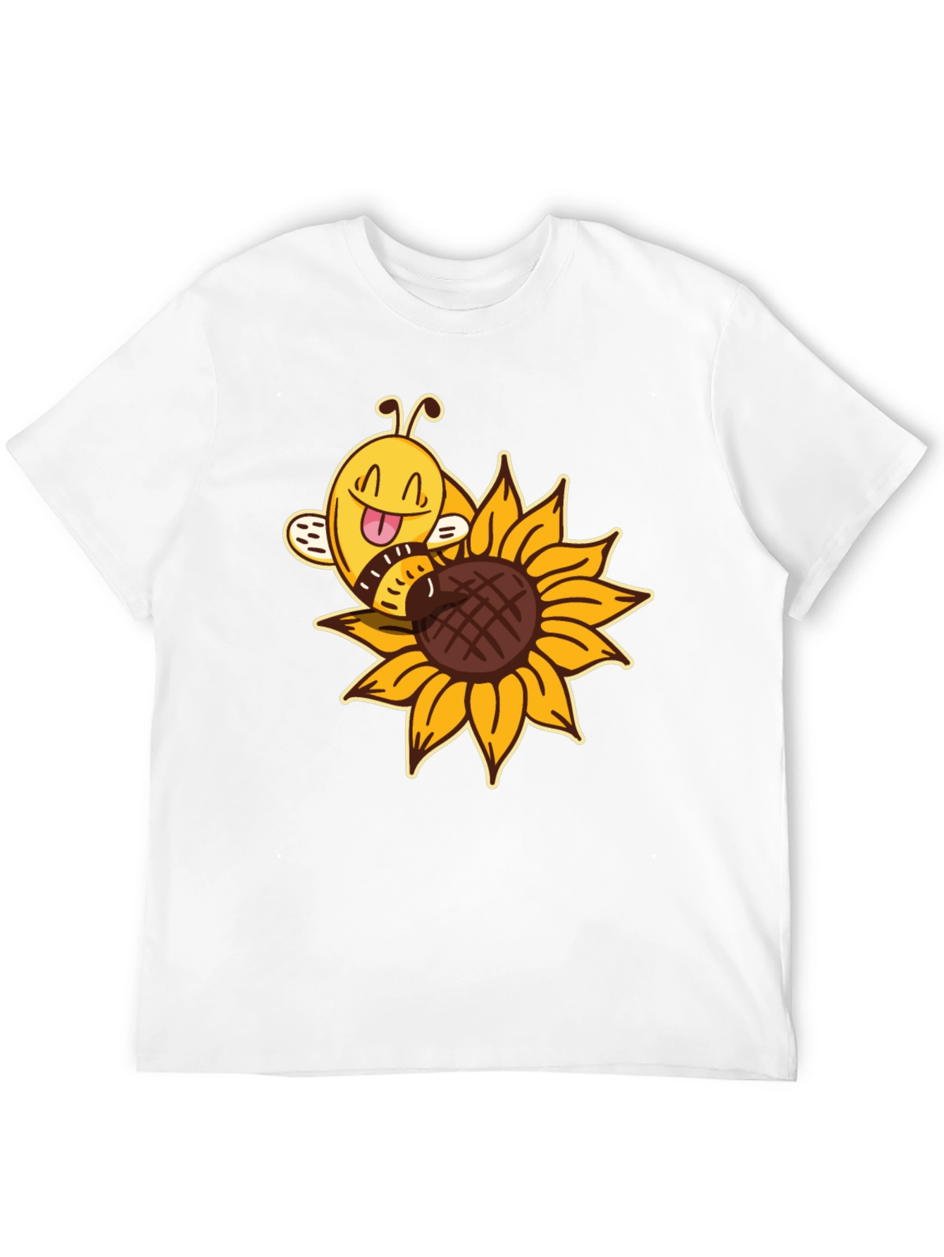 Black Cute Bee on Sunflower Black T-Shirt view 12