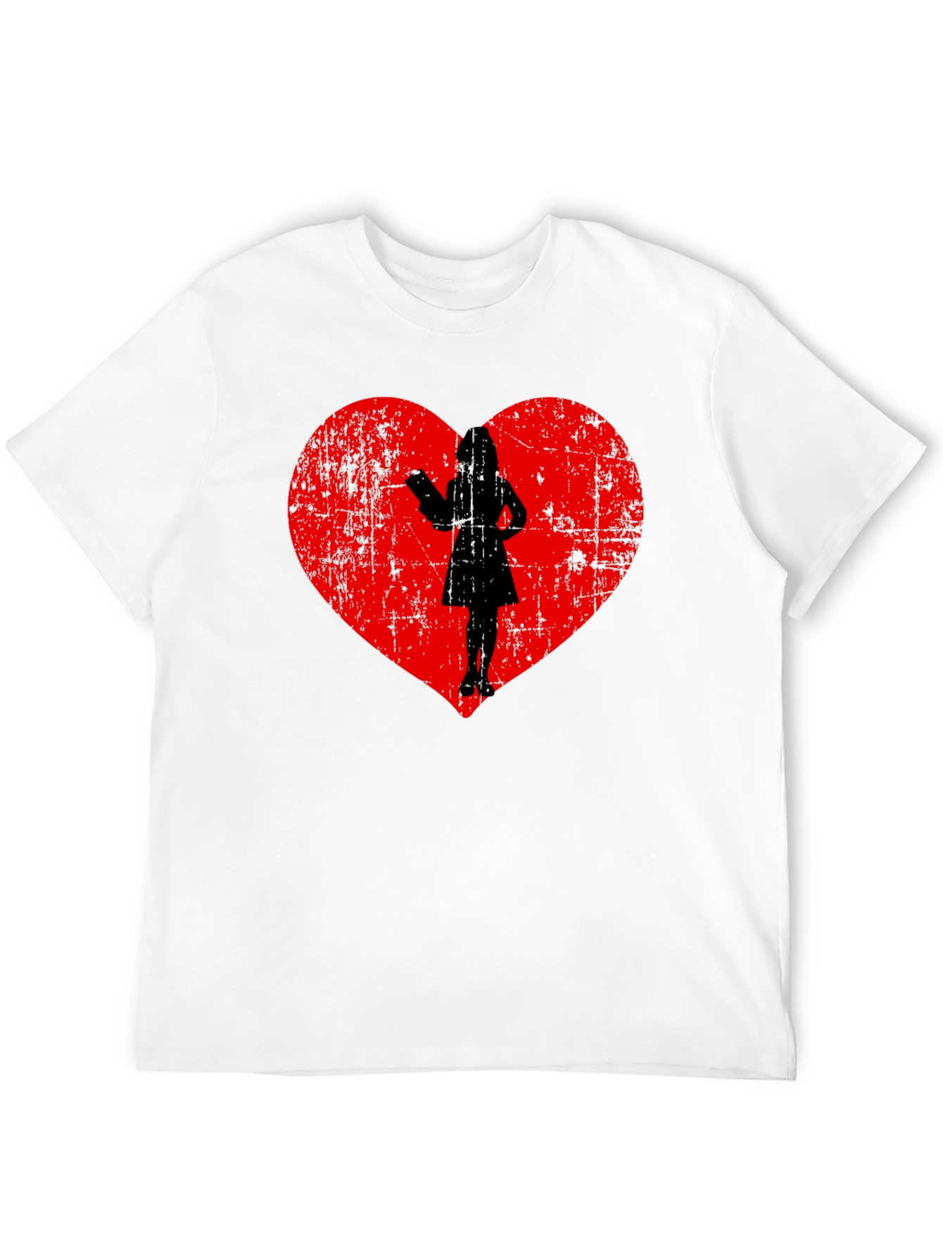 Black Heart Silhouette Graphic Tee - Black Cotton Blend view 12