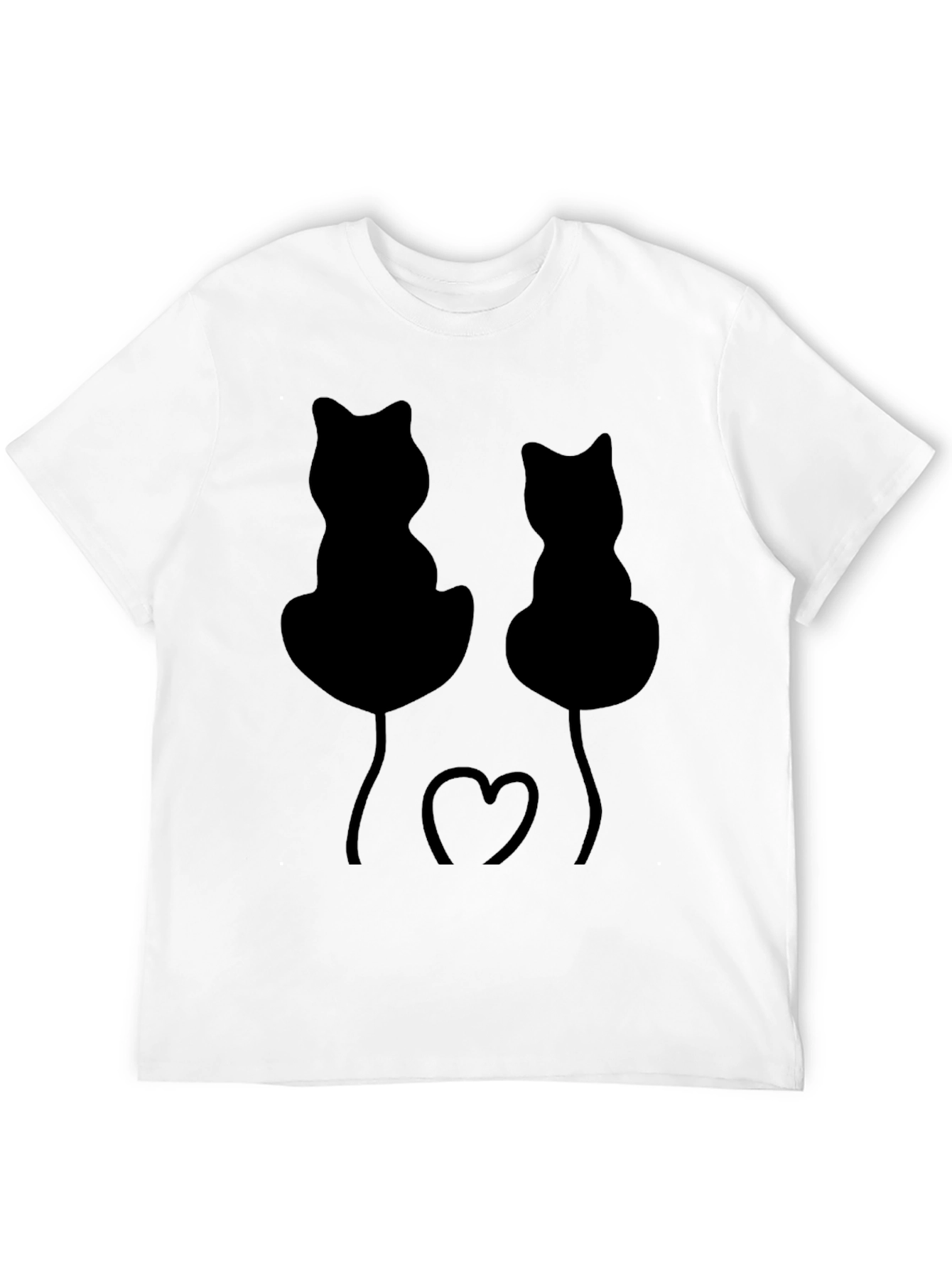 Black Whimsical Black Cat Heart T-Shirt view 12